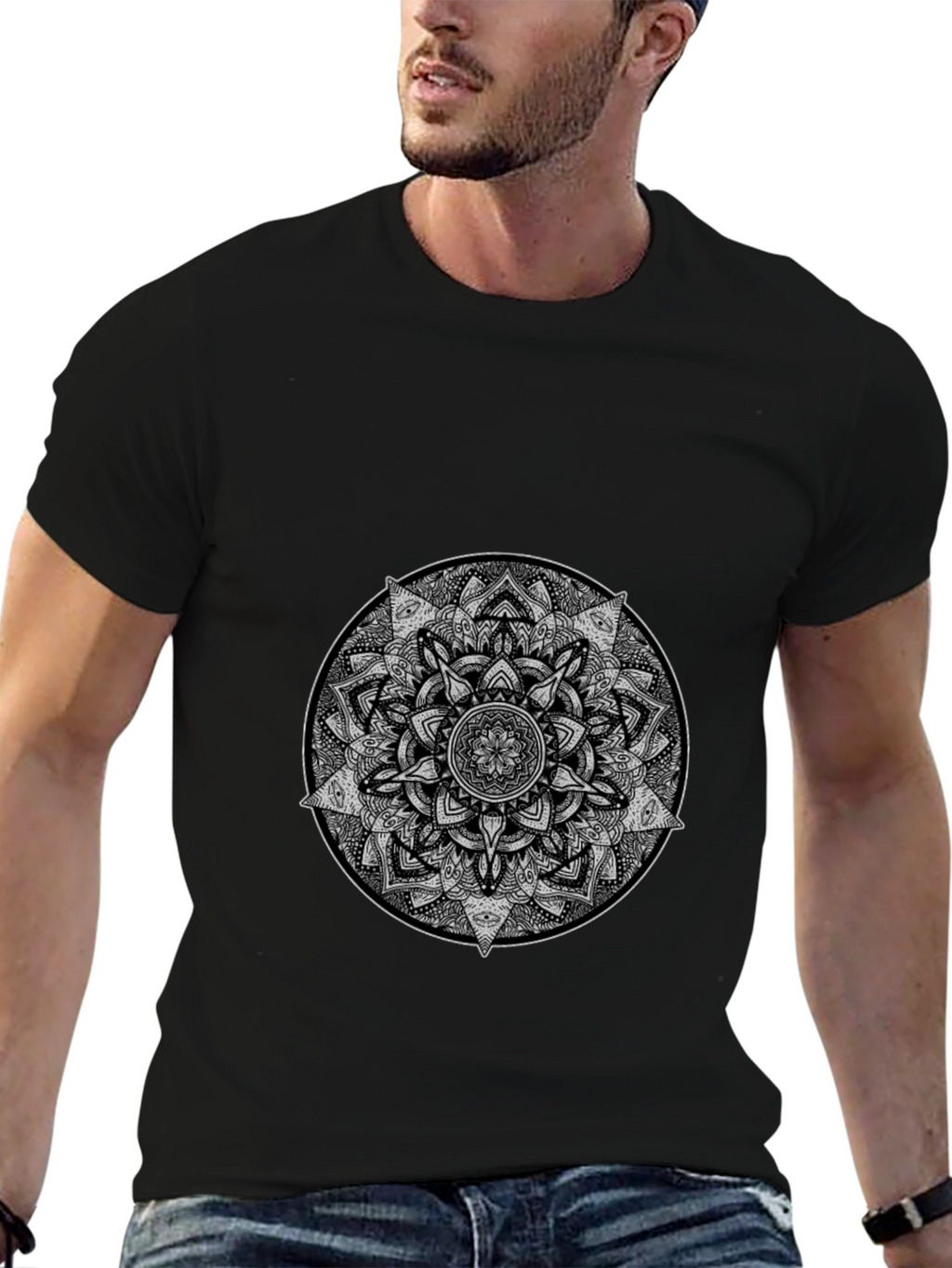Mandala Graphic Print T-Shirt - Stylish Cotton Blend Tee