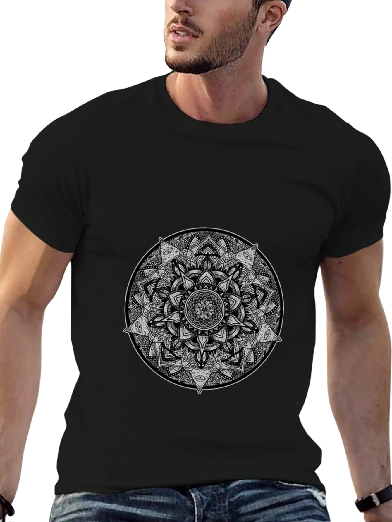 Mandala Graphic Print T-Shirt - Stylish Cotton Blend Tee