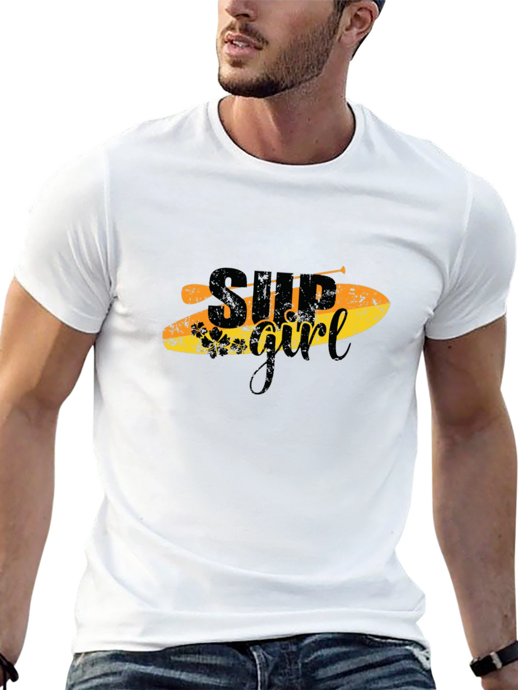 SUP Girl T-Shirt - Black Paddle Board Tee