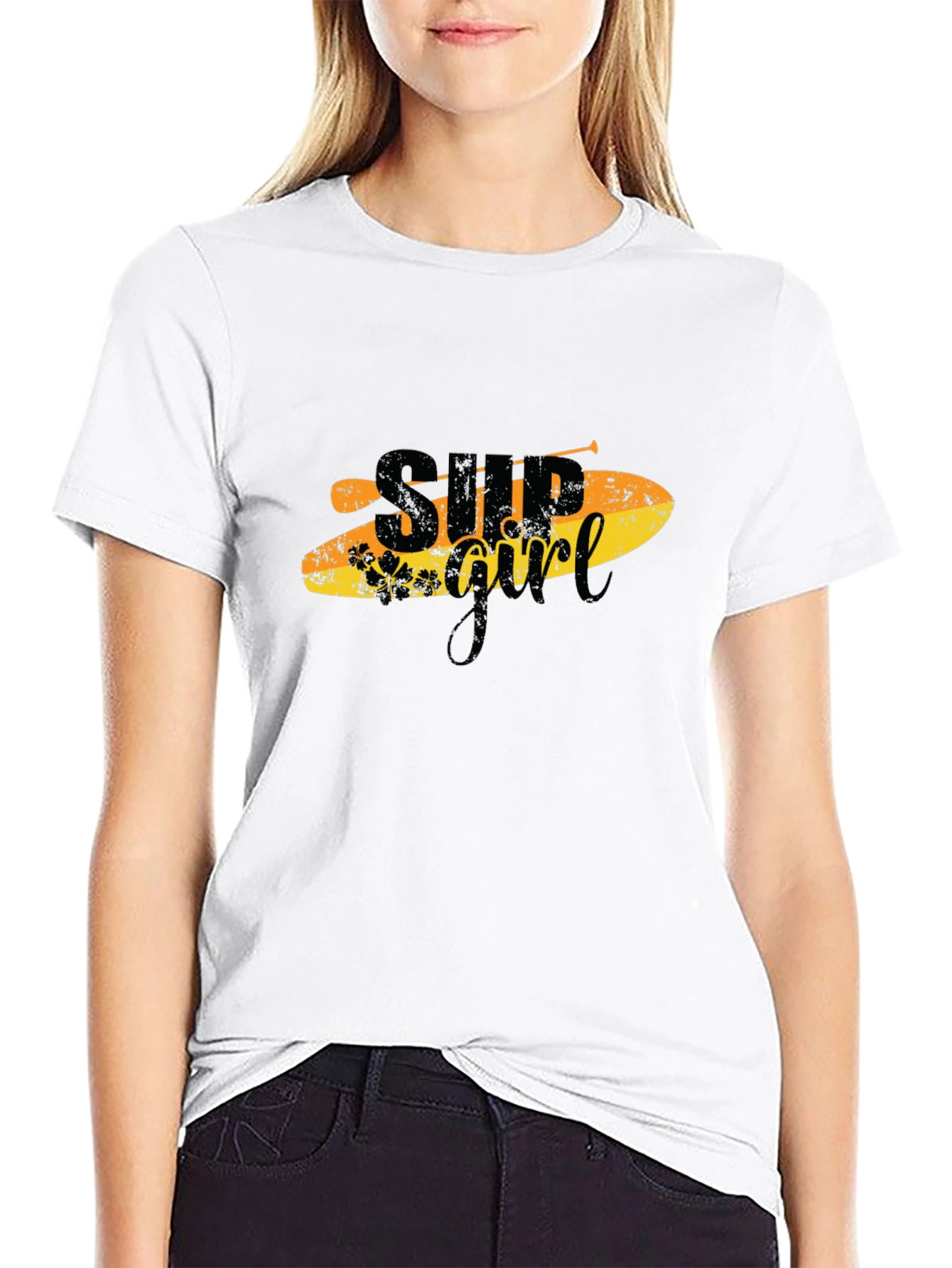 SUP Girl T-Shirt - Black Paddle Board Tee