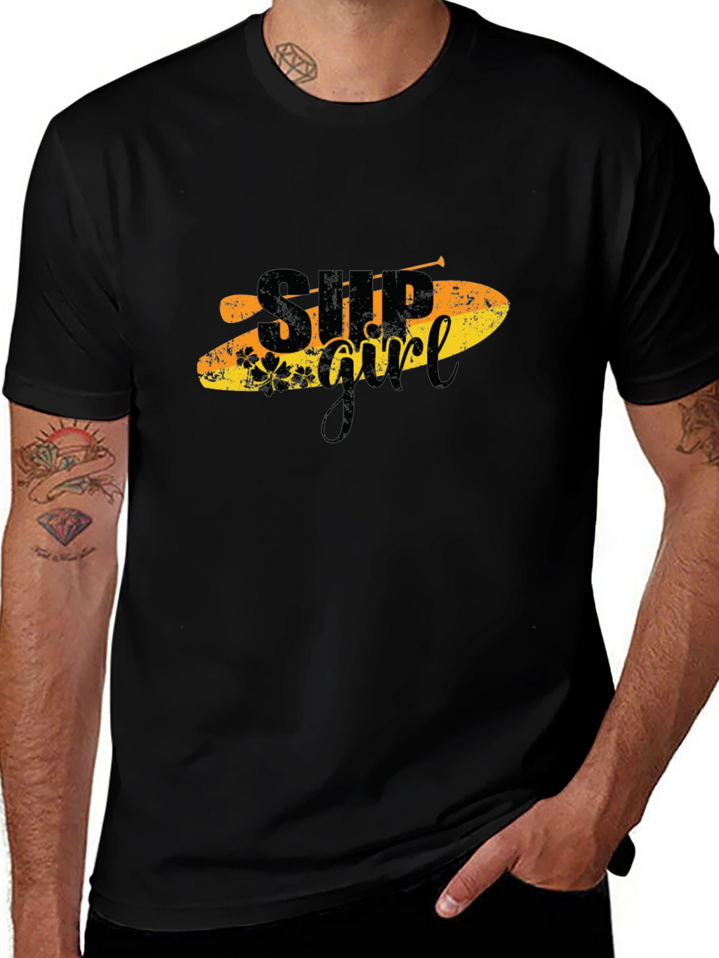 SUP Girl T-Shirt - Black Paddle Board Tee