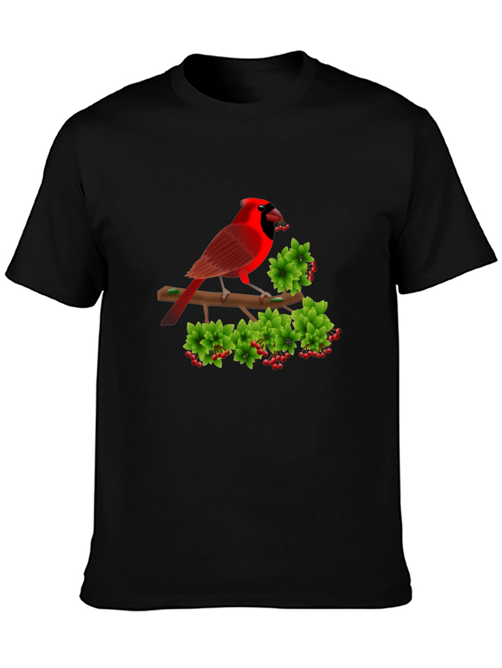 Cardinal Bird Branch Black T-Shirt