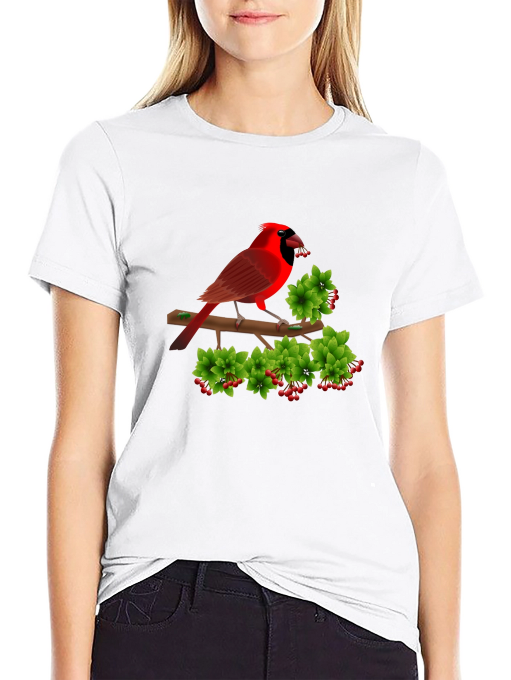 Cardinal Bird Branch Black T-Shirt