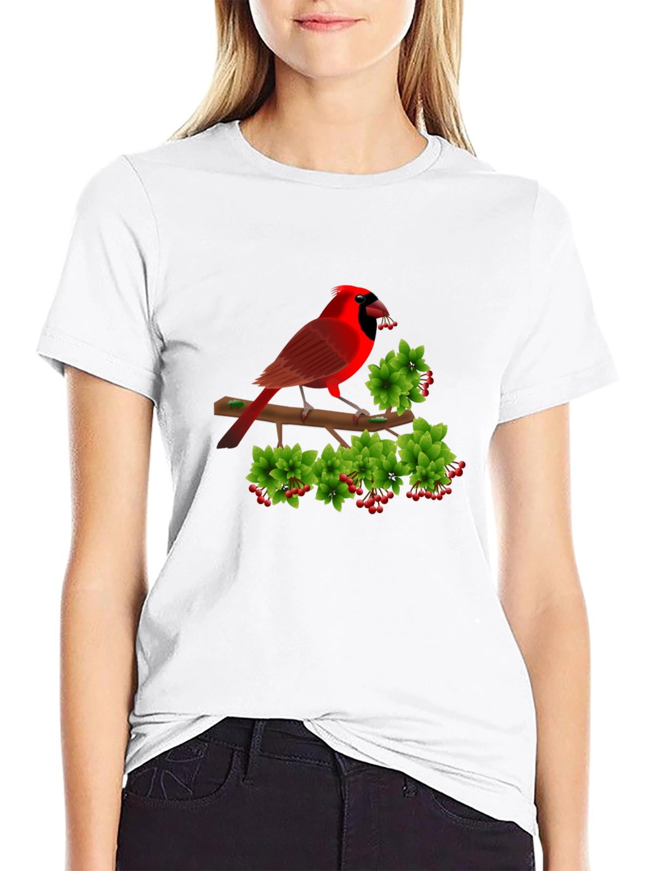 Cardinal Bird Branch Black T-Shirt