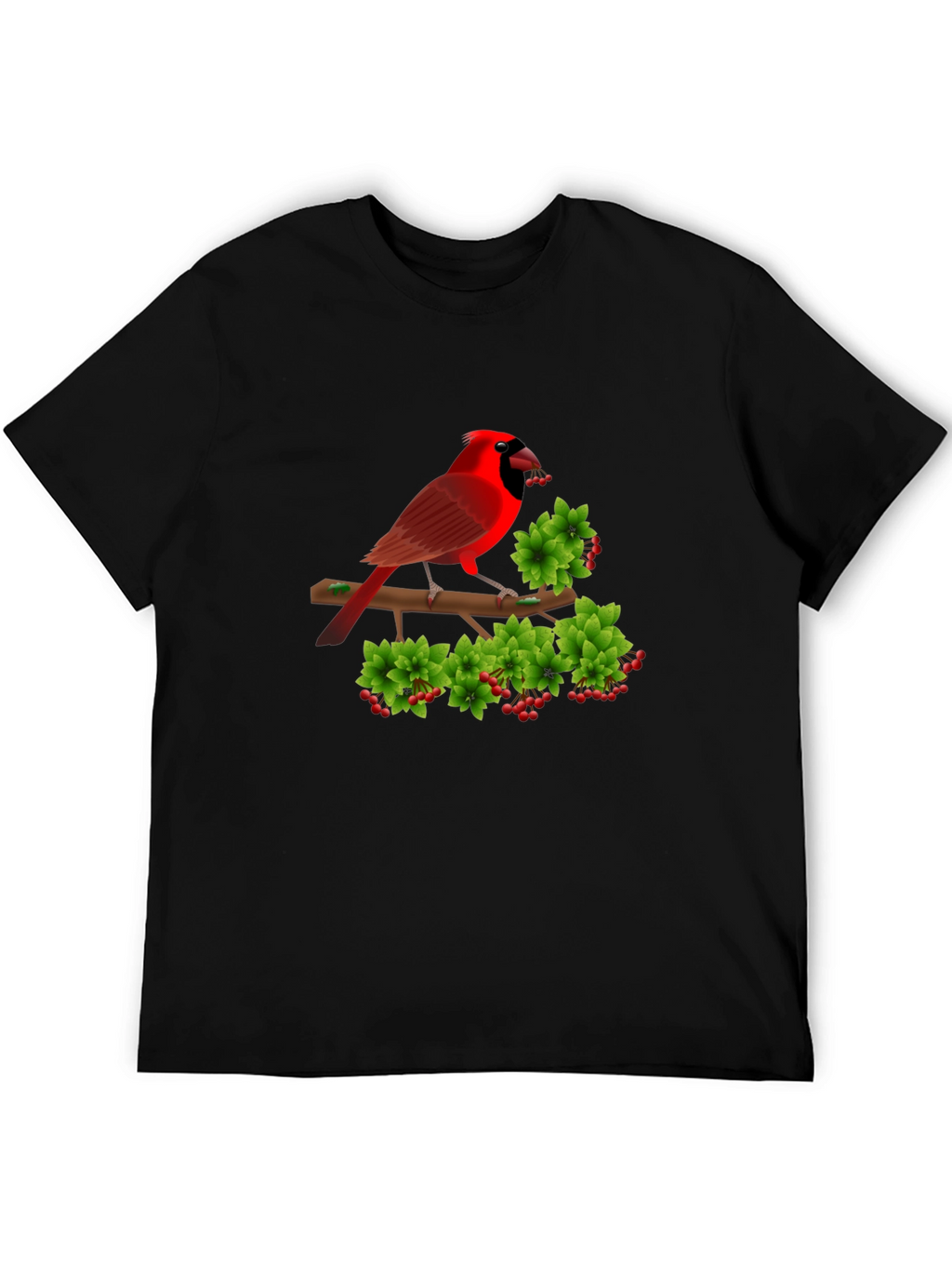 Cardinal Bird Branch Black T-Shirt
