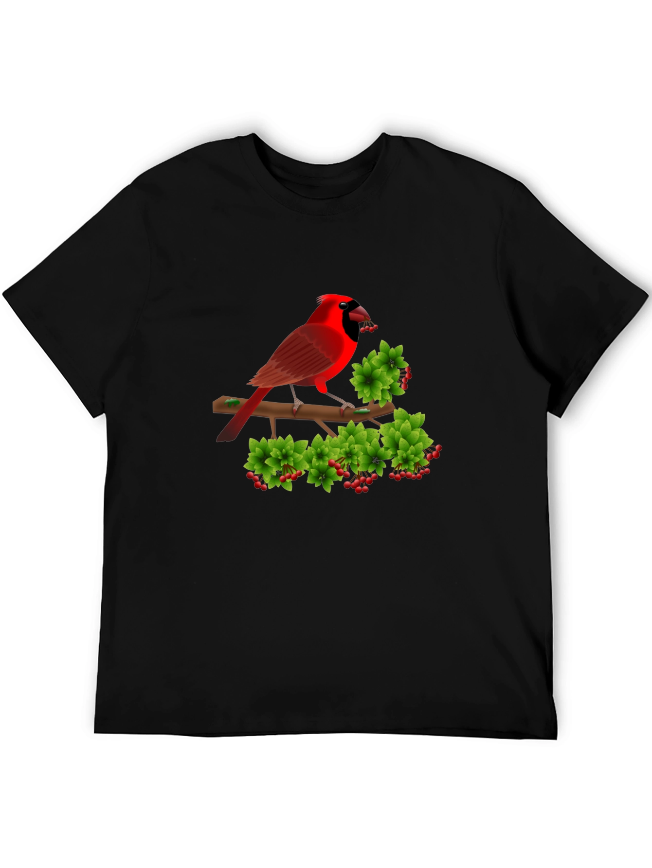 Cardinal Bird Branch Black T-Shirt