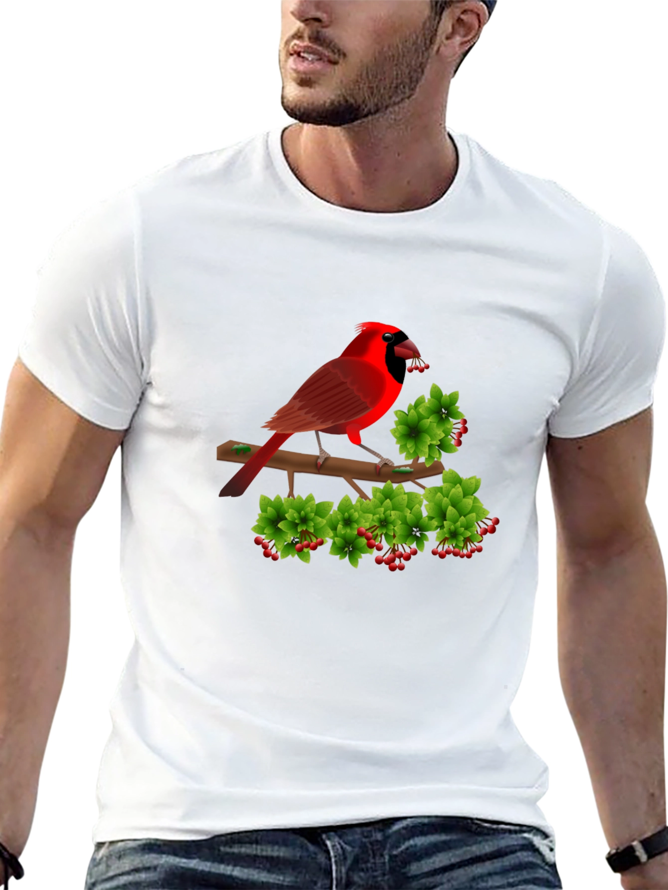 Cardinal Bird Branch Black T-Shirt