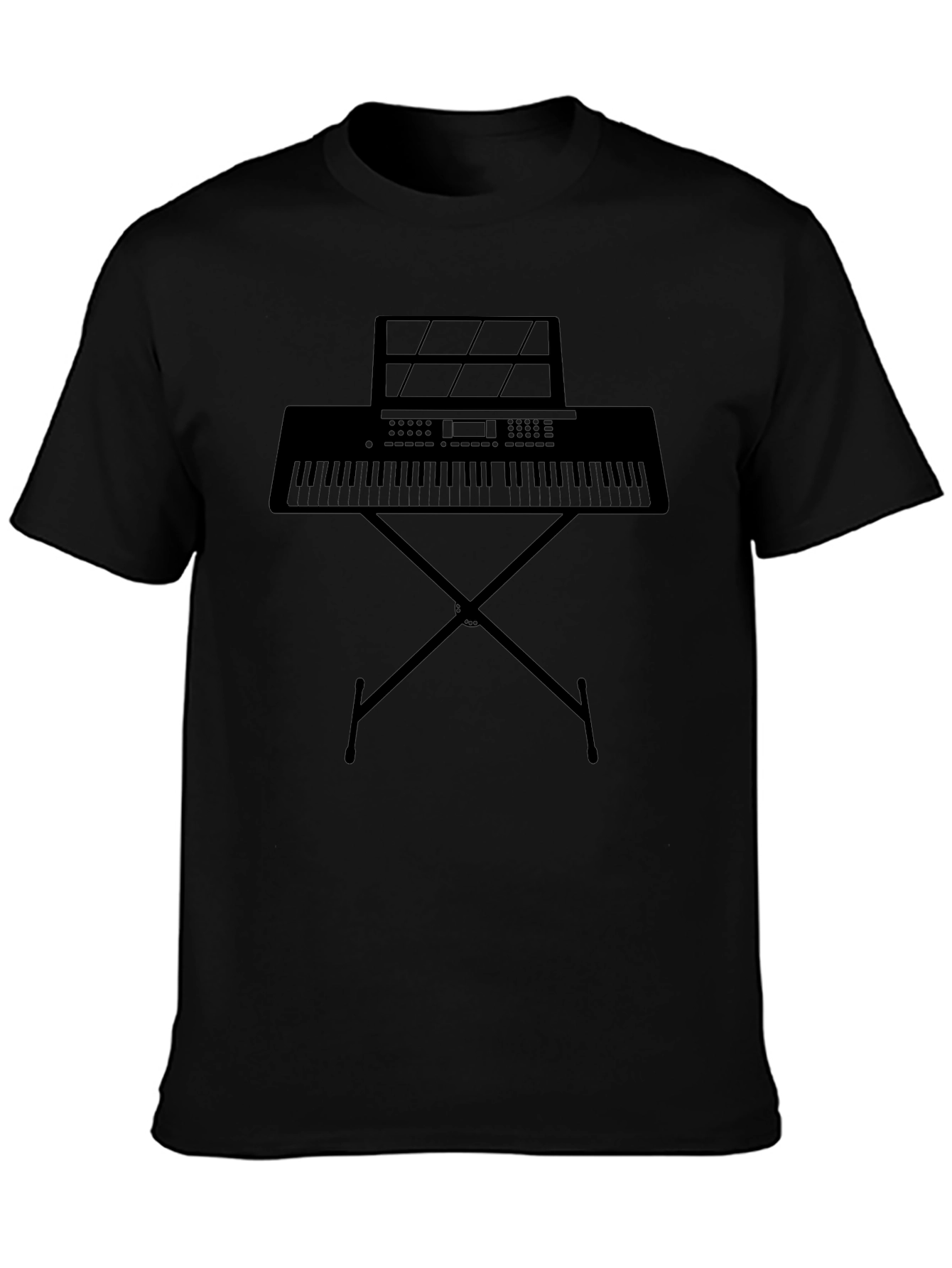 Musician Tee: Keyboard & Stand Graphic Black T-Shirt