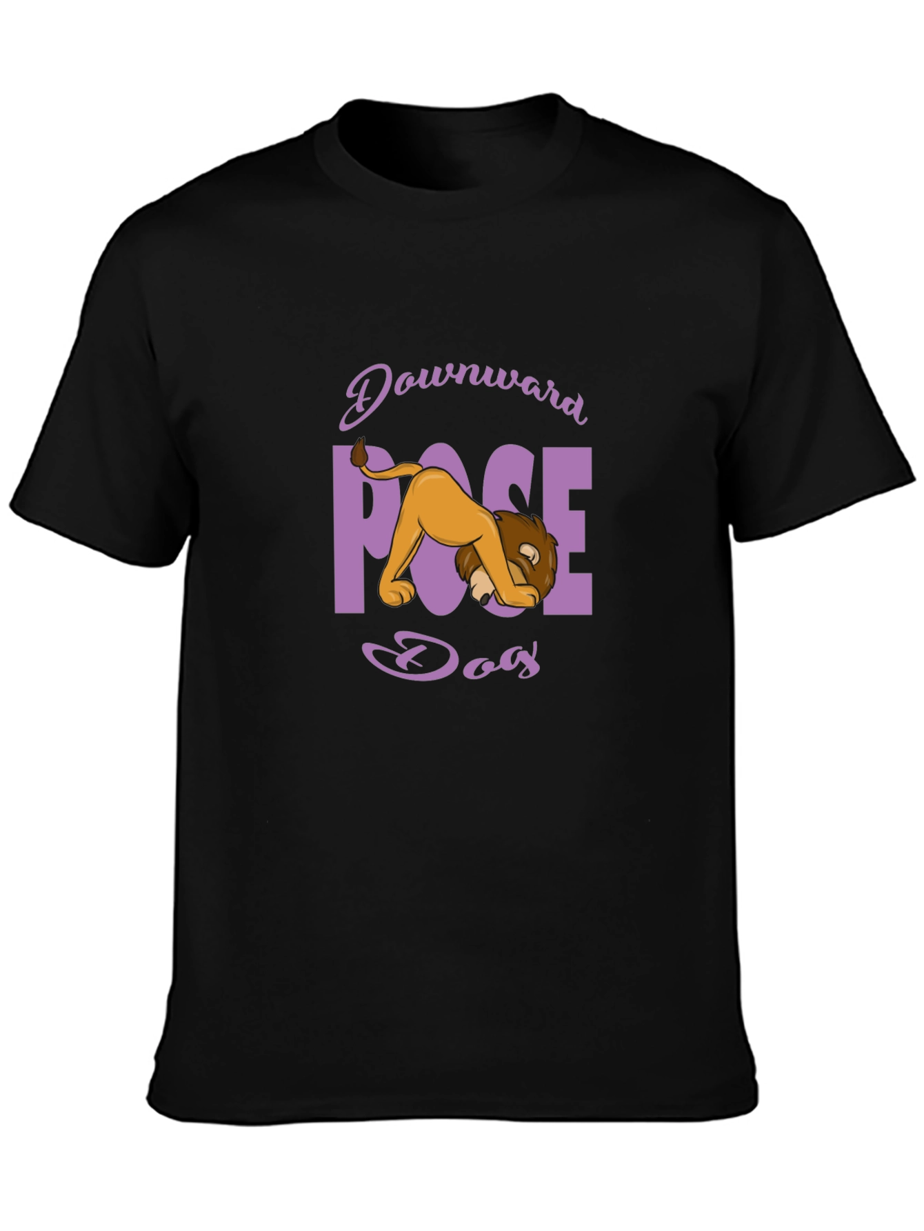 Downward Pose Dog Lion Black T-Shirt