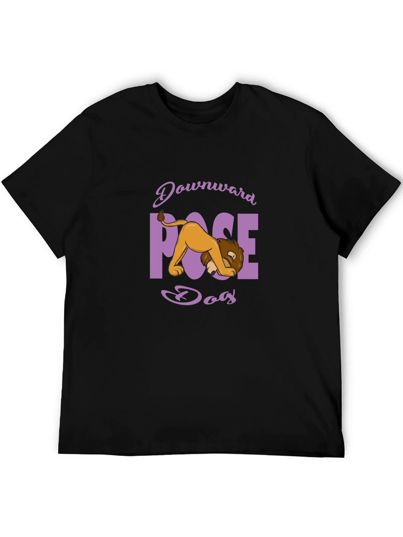 Downward Pose Dog Lion Black T-Shirt