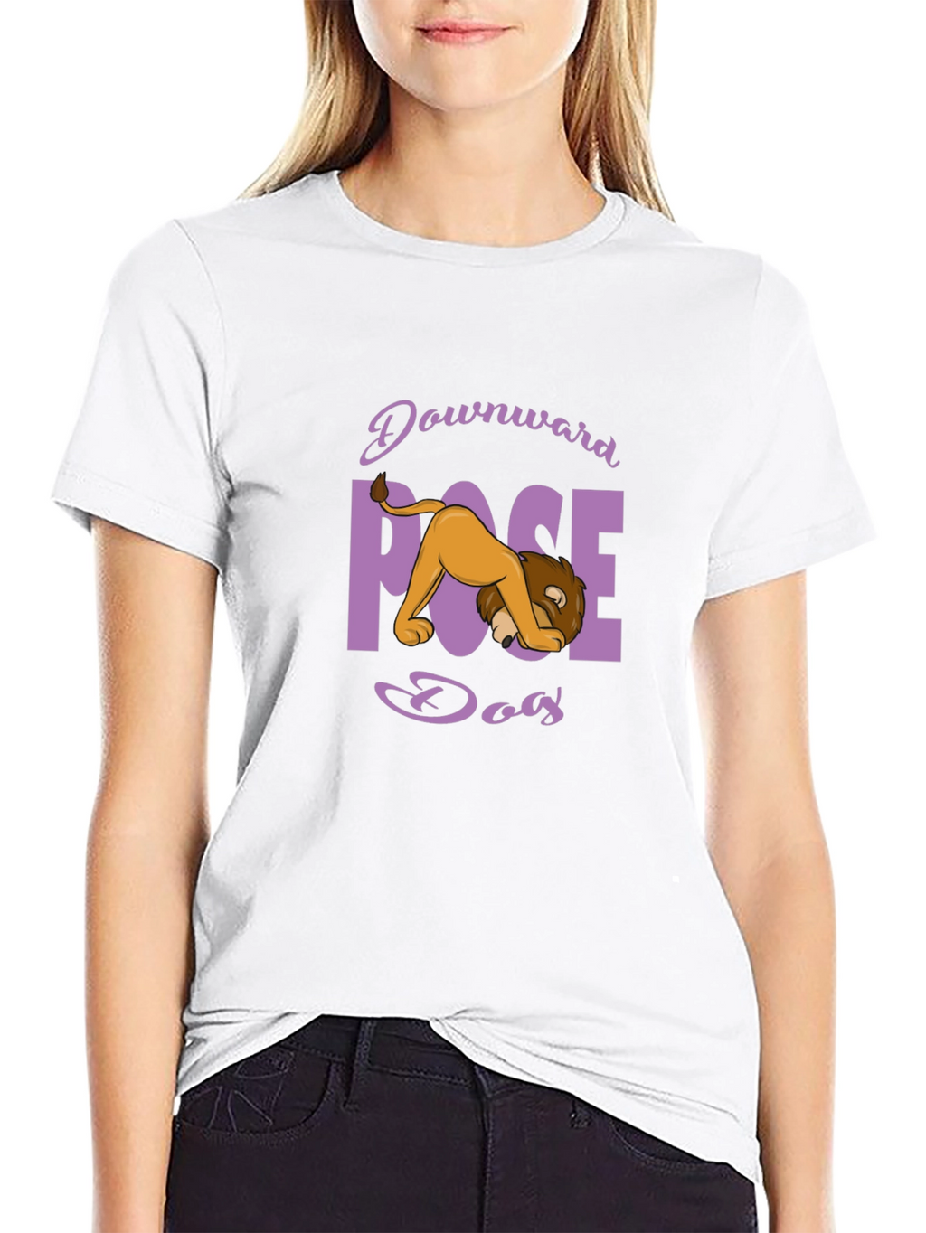 Downward Pose Dog Lion Black T-Shirt