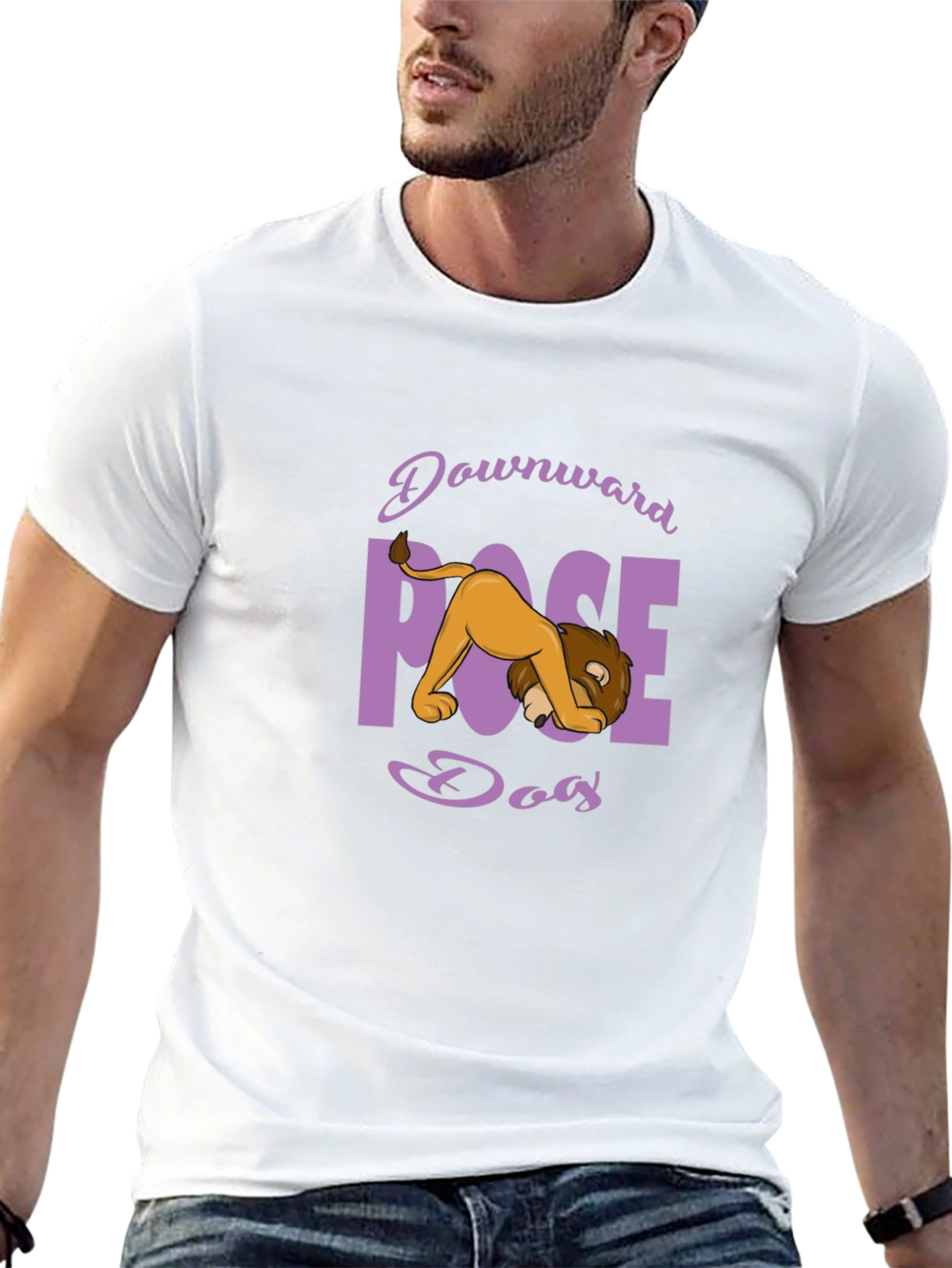 Downward Pose Dog Lion Black T-Shirt