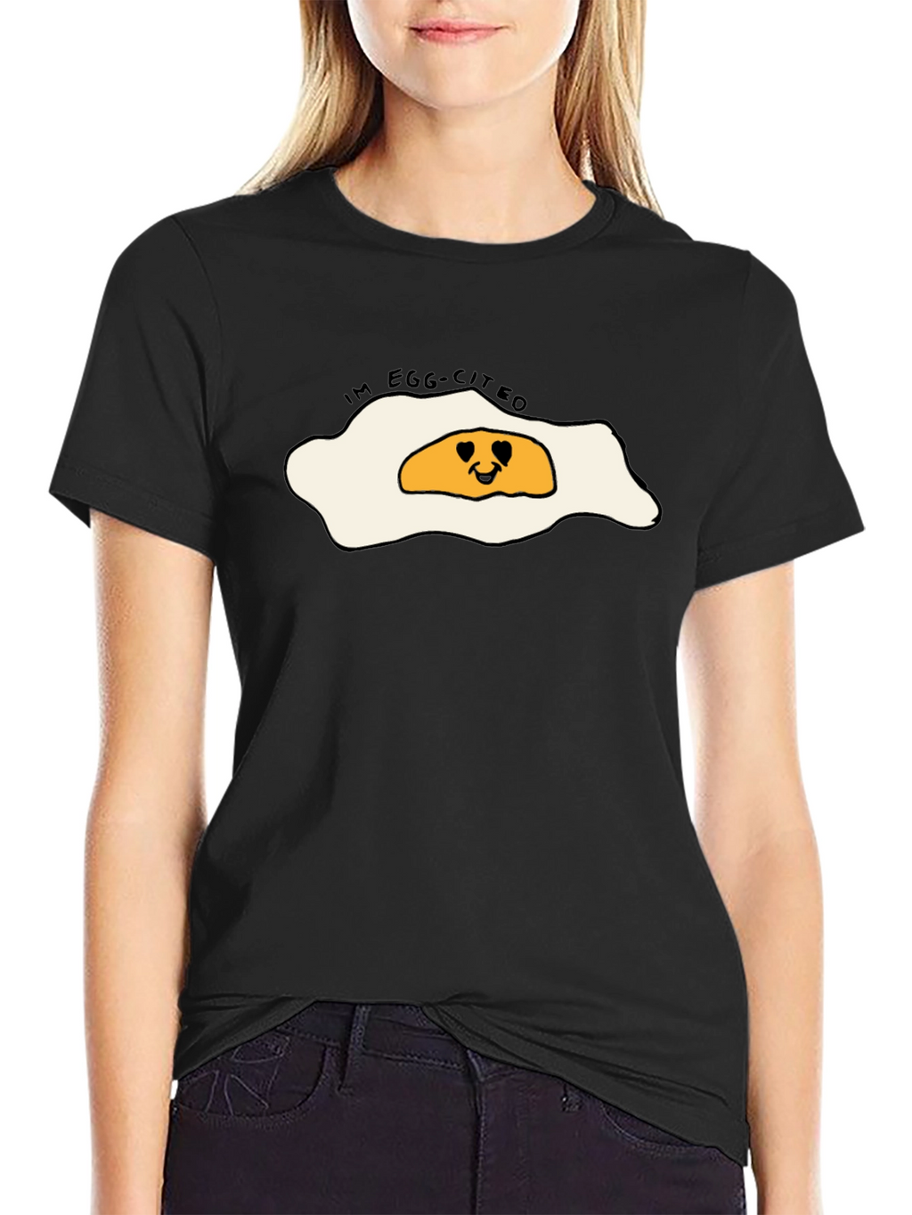 Im Egg-cited Black T-Shirt with Egg Design