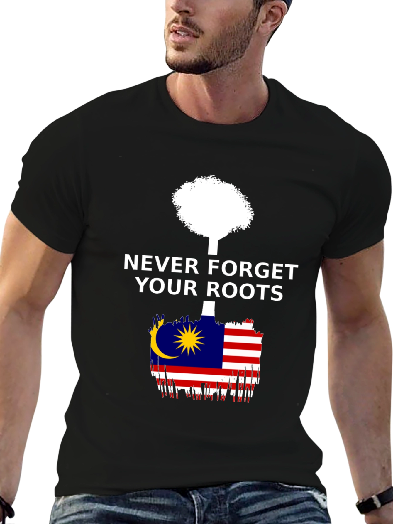 Never Forget Roots Malaysia Flag Graphic T-Shirt