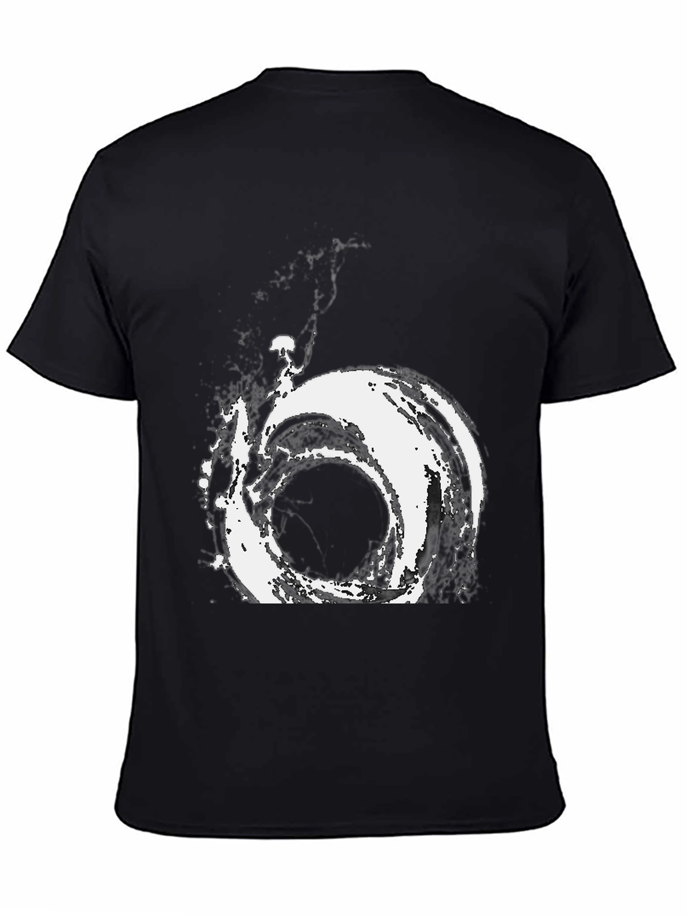 Abstract Vortex Graphic Tee - Modern Black T-Shirt