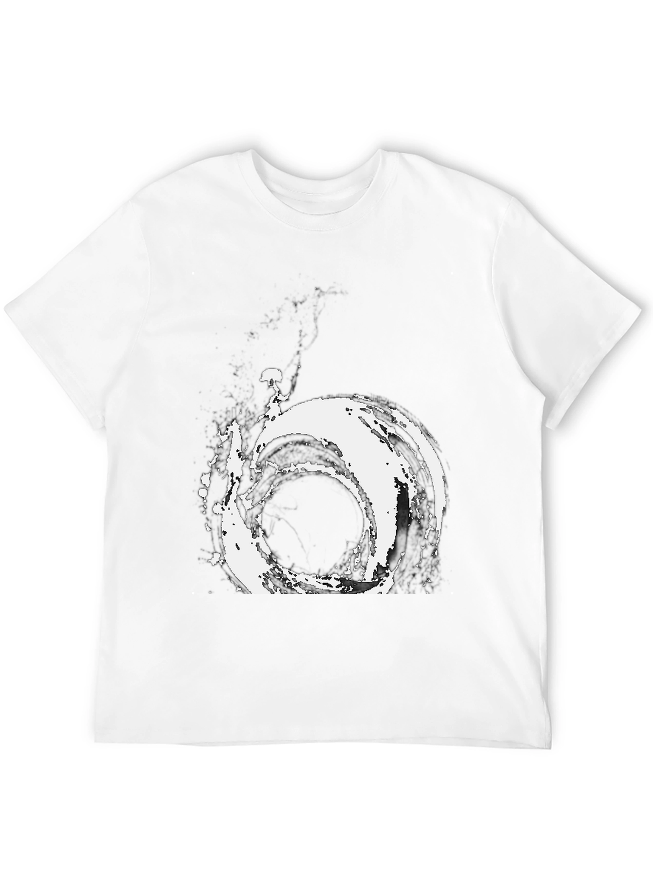 Abstract Vortex Graphic Tee - Modern Black T-Shirt