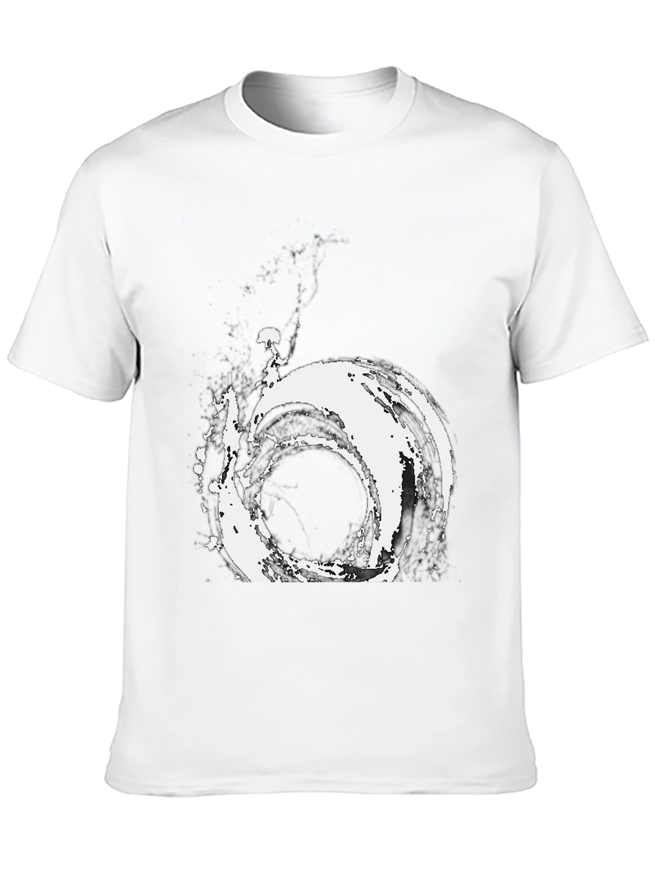 Abstract Vortex Graphic Tee - Modern Black T-Shirt