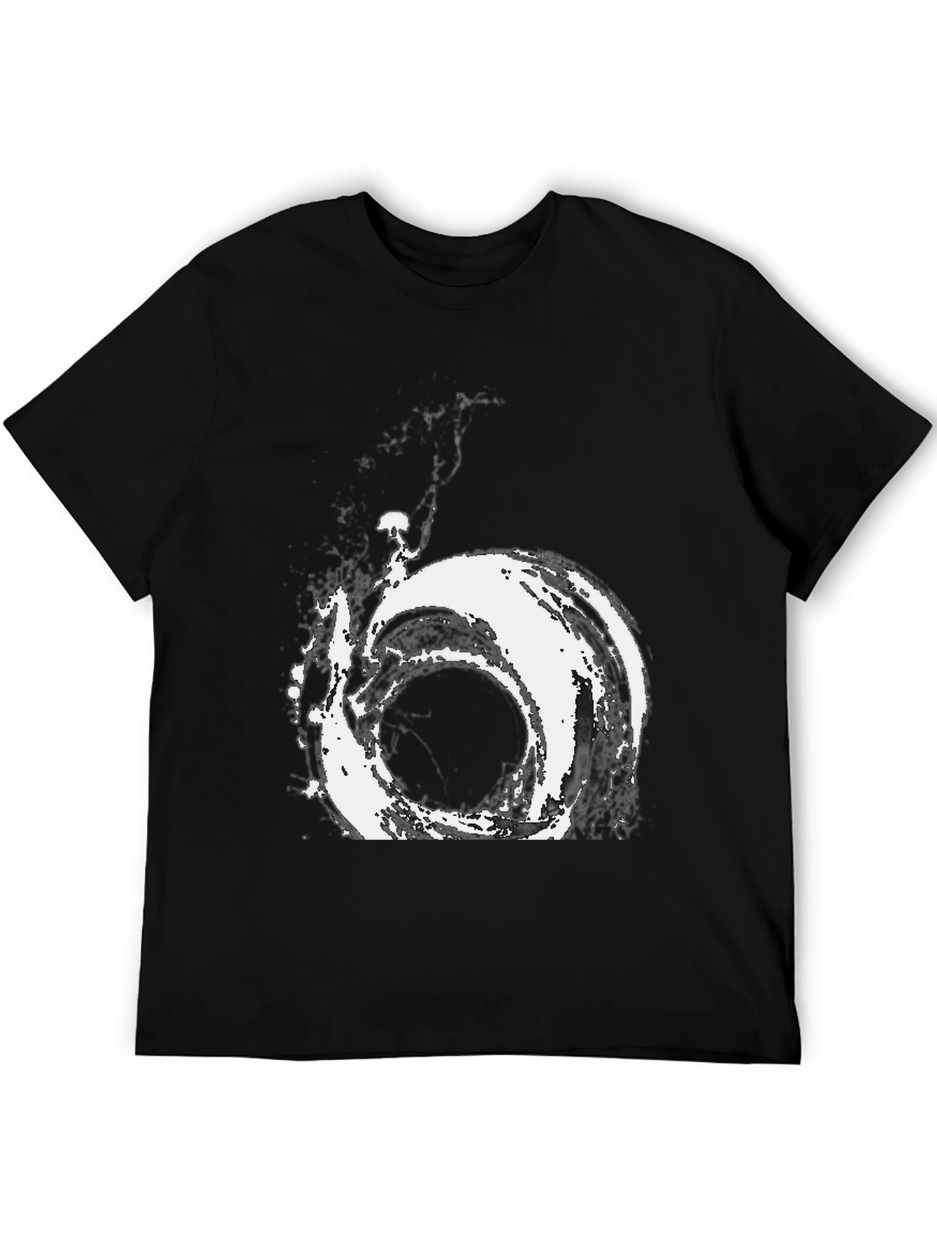 Abstract Vortex Graphic Tee - Modern Black T-Shirt
