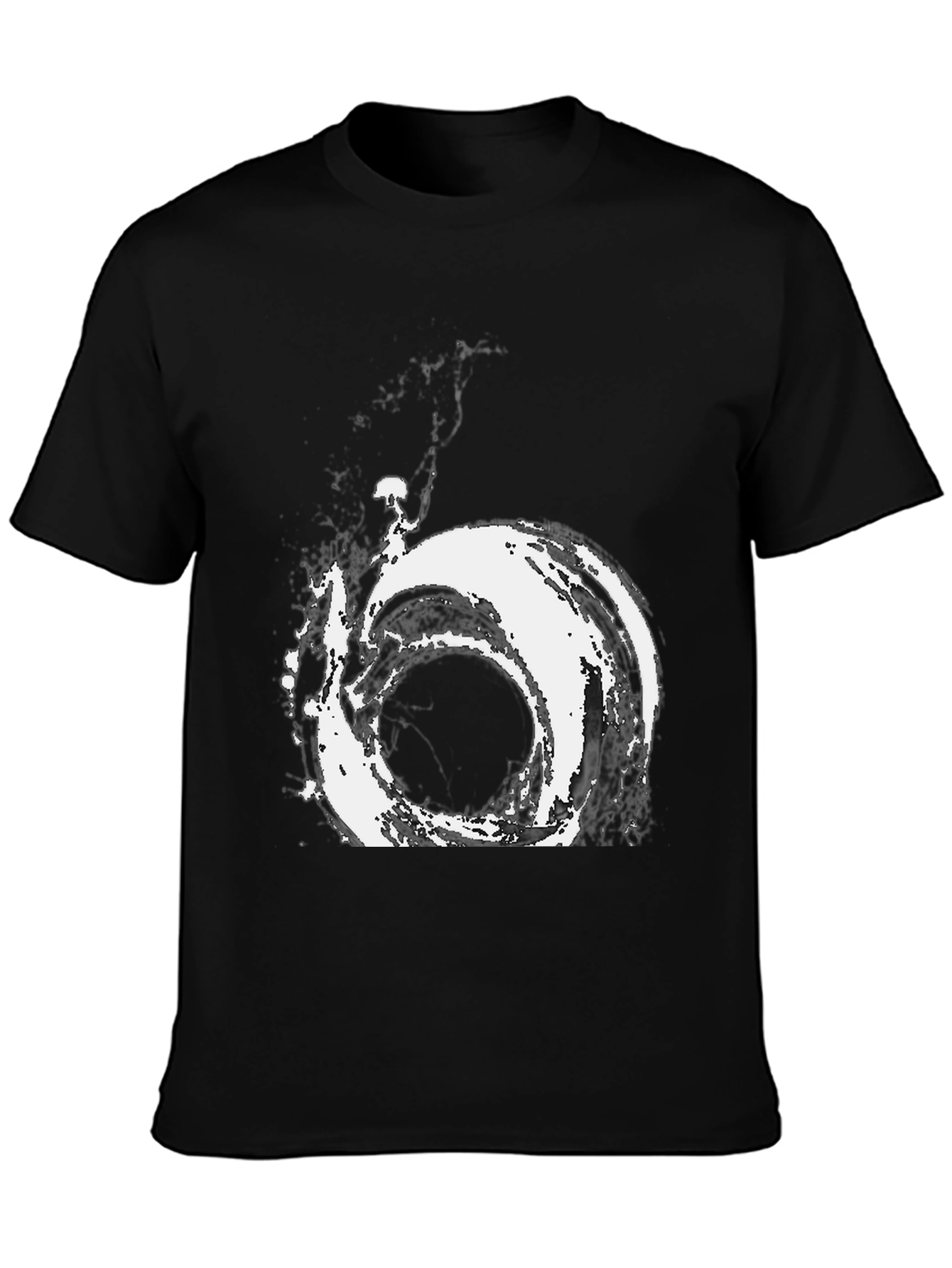 Abstract Vortex Graphic Tee - Modern Black T-Shirt