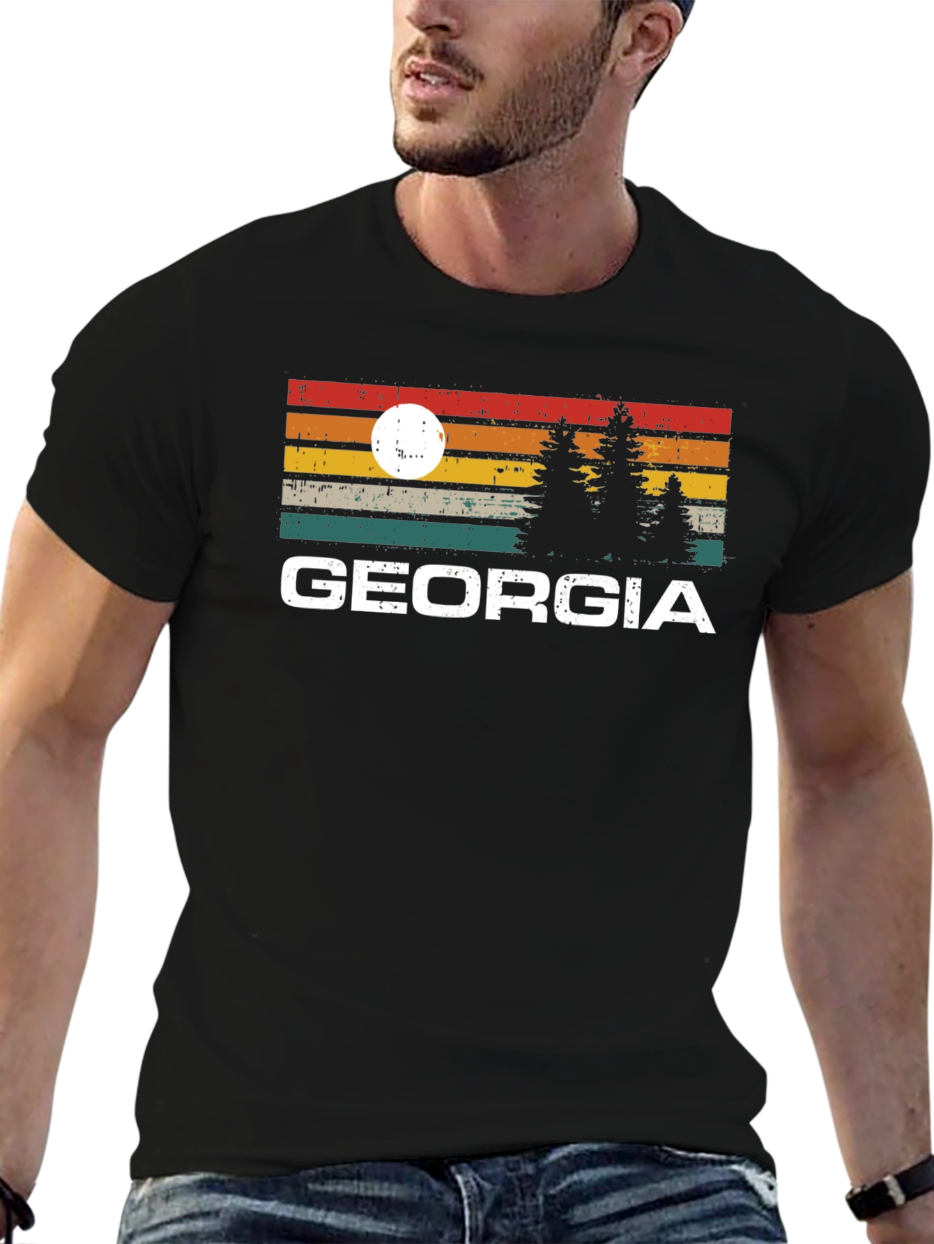 Georgia Sunset Pine Tree Graphic T-Shirt