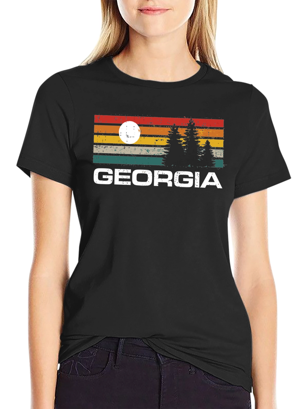 Georgia Sunset Pine Tree Graphic T-Shirt