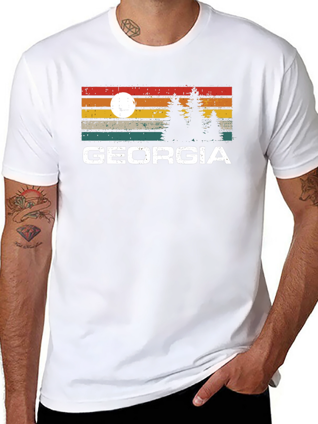Georgia Sunset Pine Tree Graphic T-Shirt