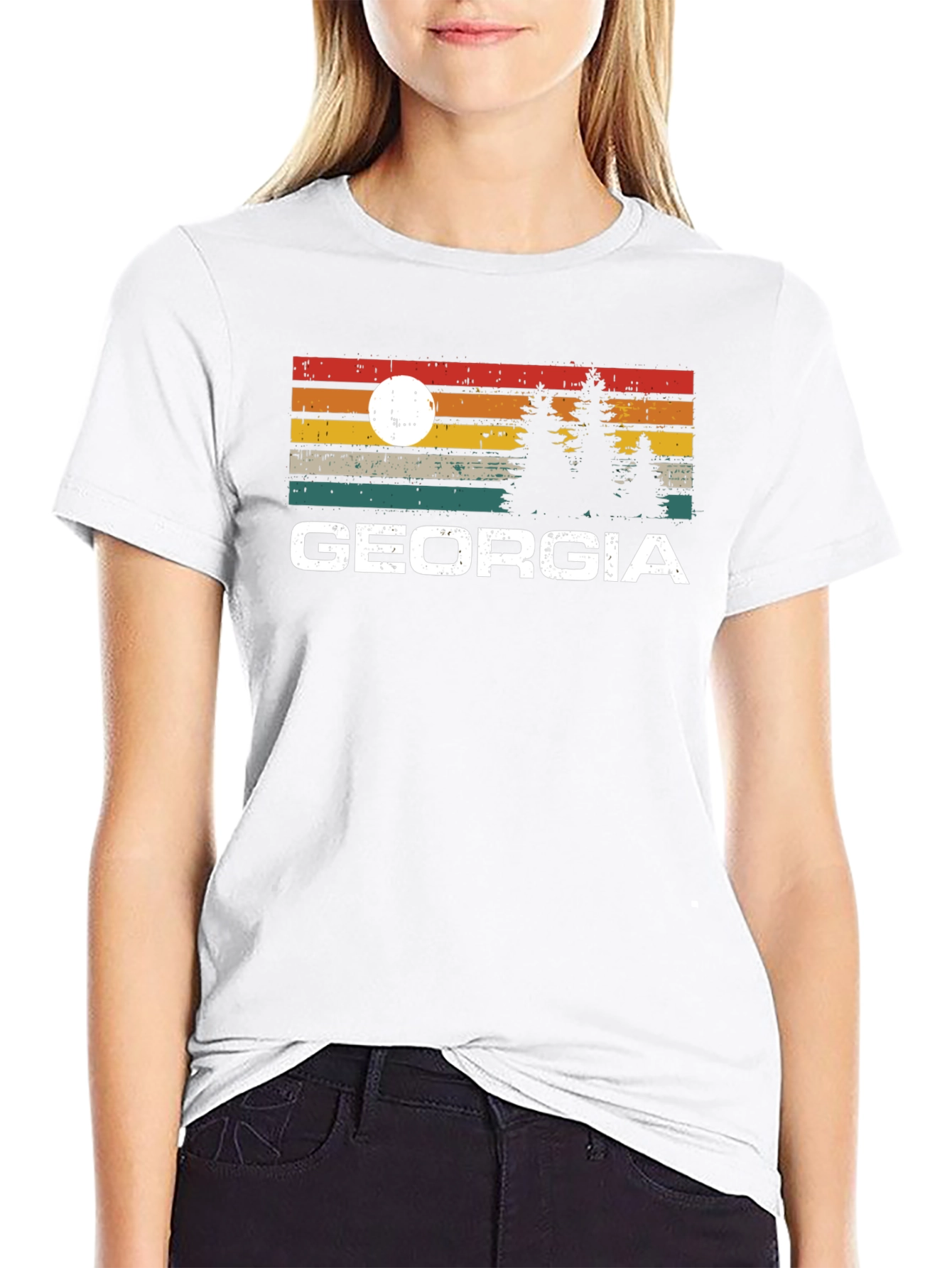 Georgia Sunset Pine Tree Graphic T-Shirt