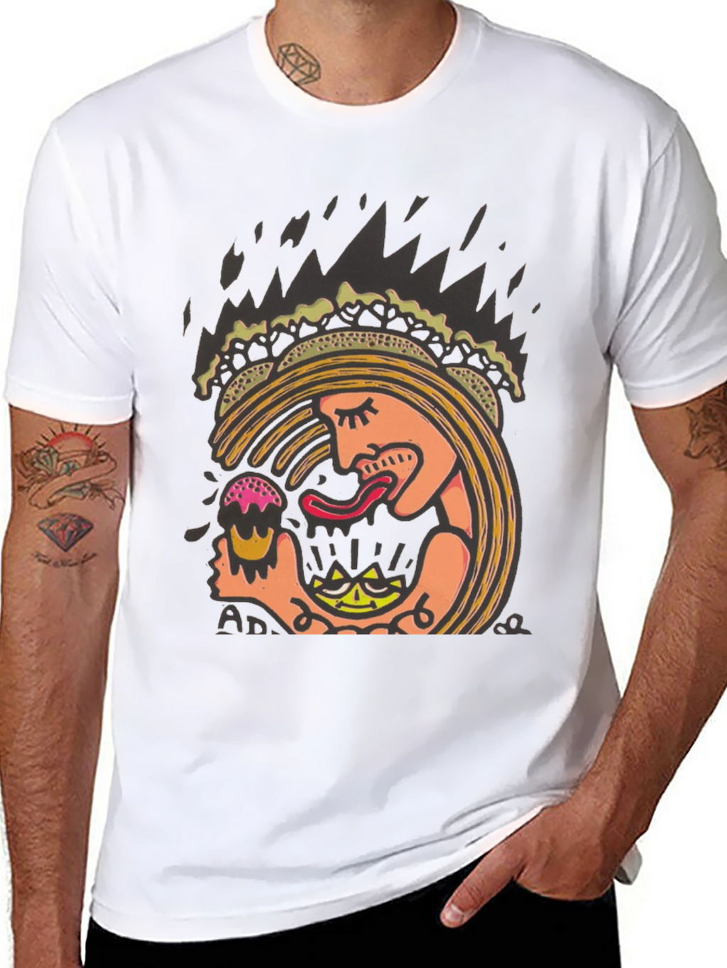 Unique Graphic Print Tee - Eat Ice Cream!