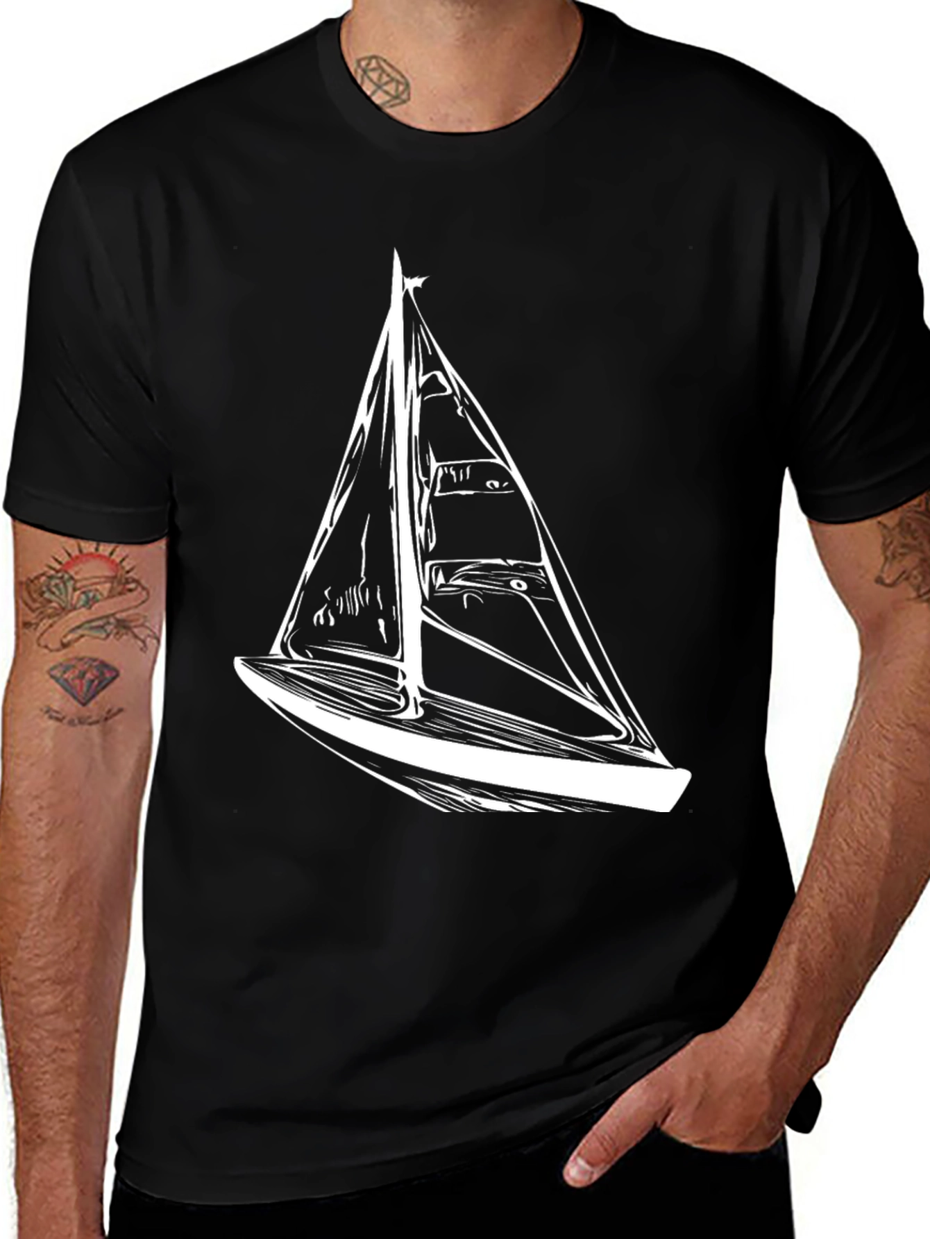Sailboat Graphic Tee - Nautical Style Black