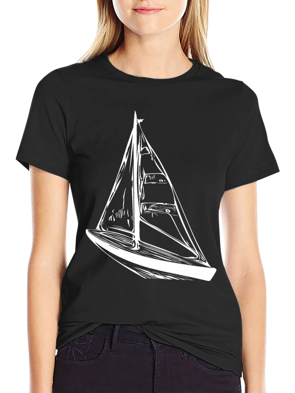 Sailboat Graphic Tee - Nautical Style Black