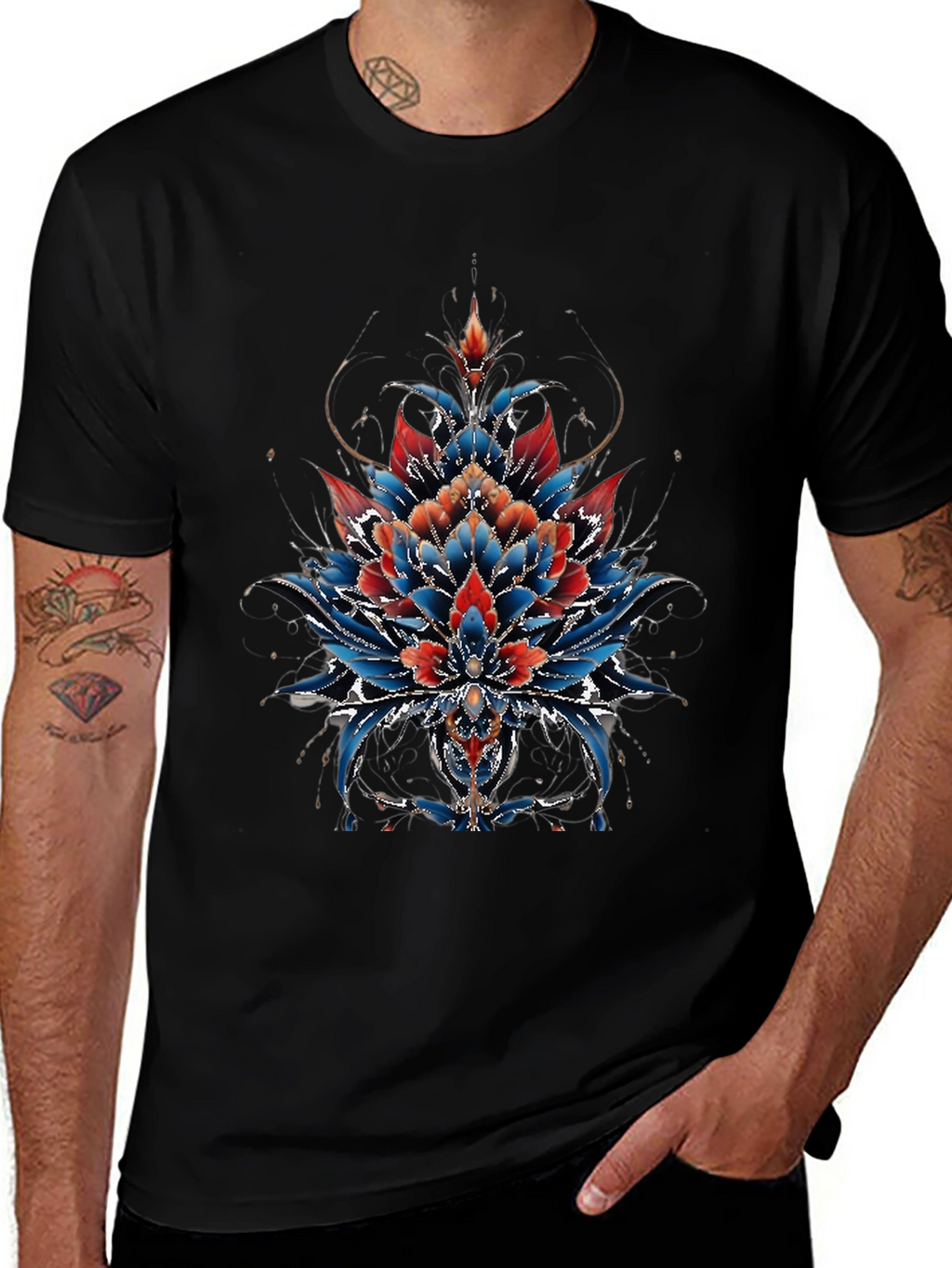 Floral Mandala Graphic Tee - Unique Artistic Design