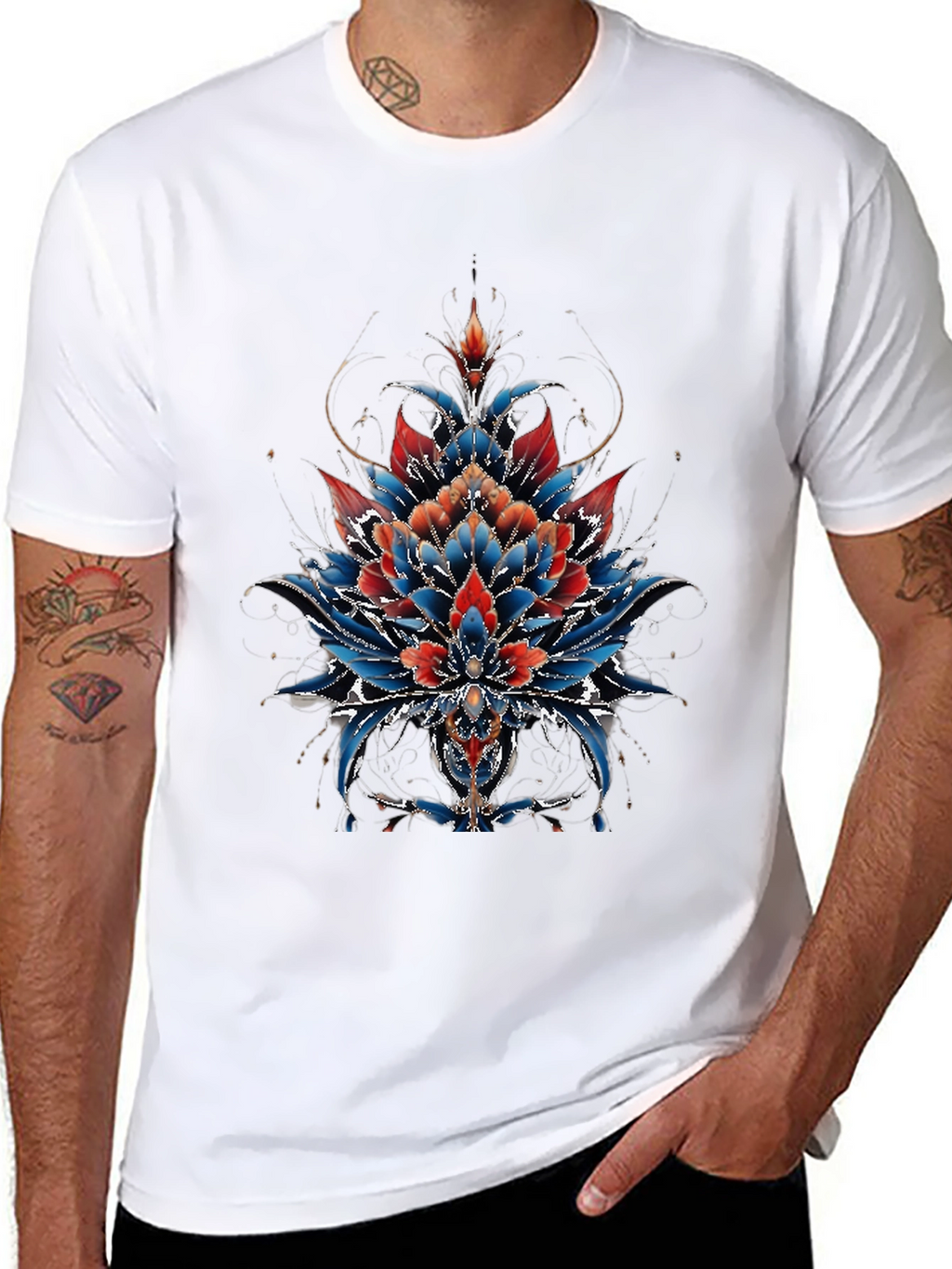 Floral Mandala Graphic Tee - Unique Artistic Design
