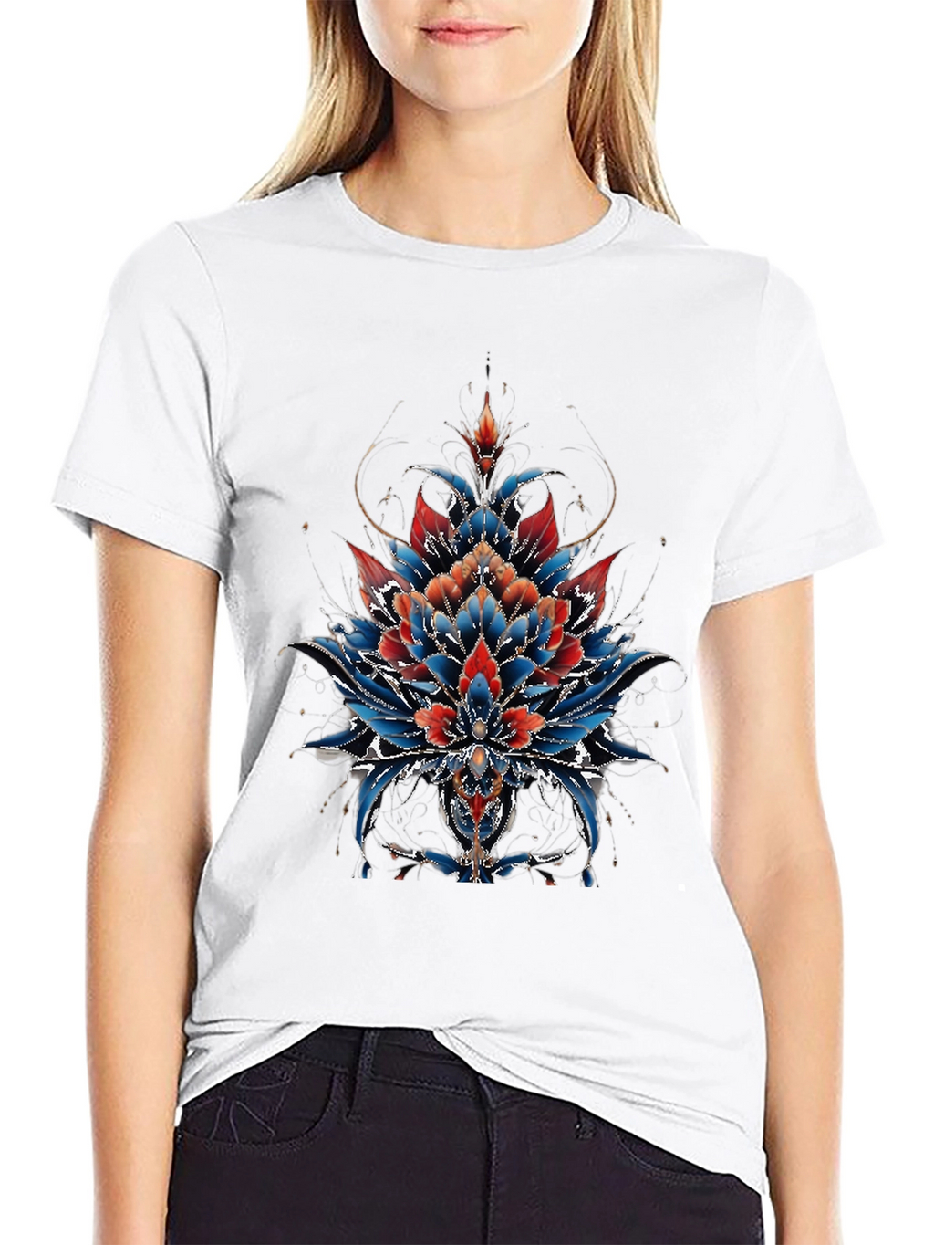Floral Mandala Graphic Tee - Unique Artistic Design