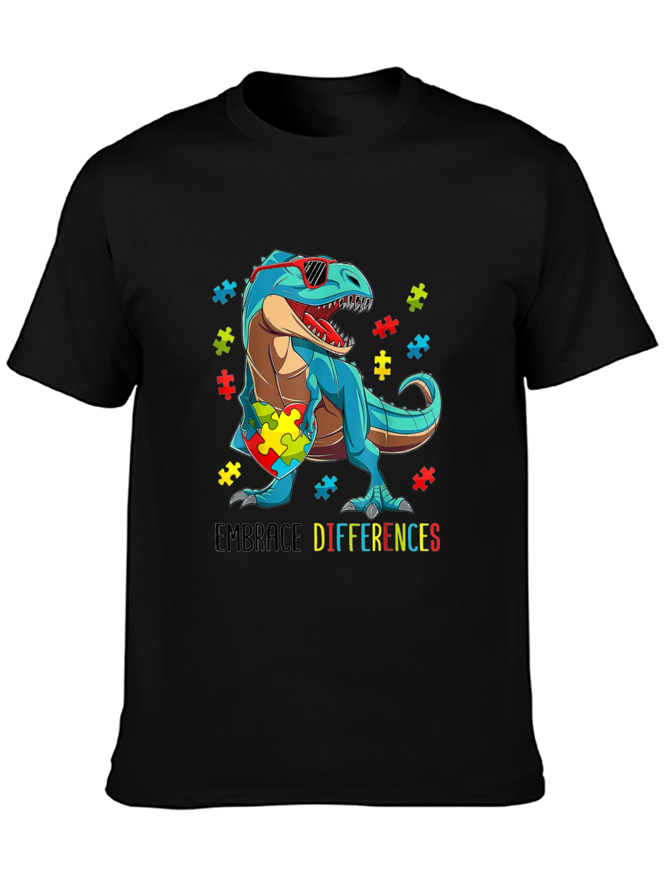 Autism Awareness Dinosaur T-Shirt Embrace Differences