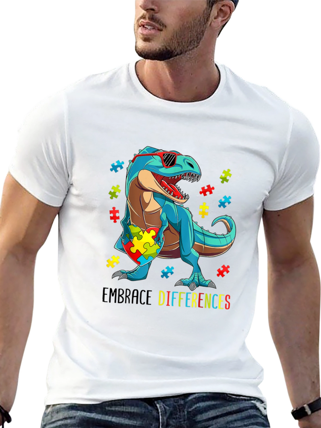 Autism Awareness Dinosaur T-Shirt Embrace Differences