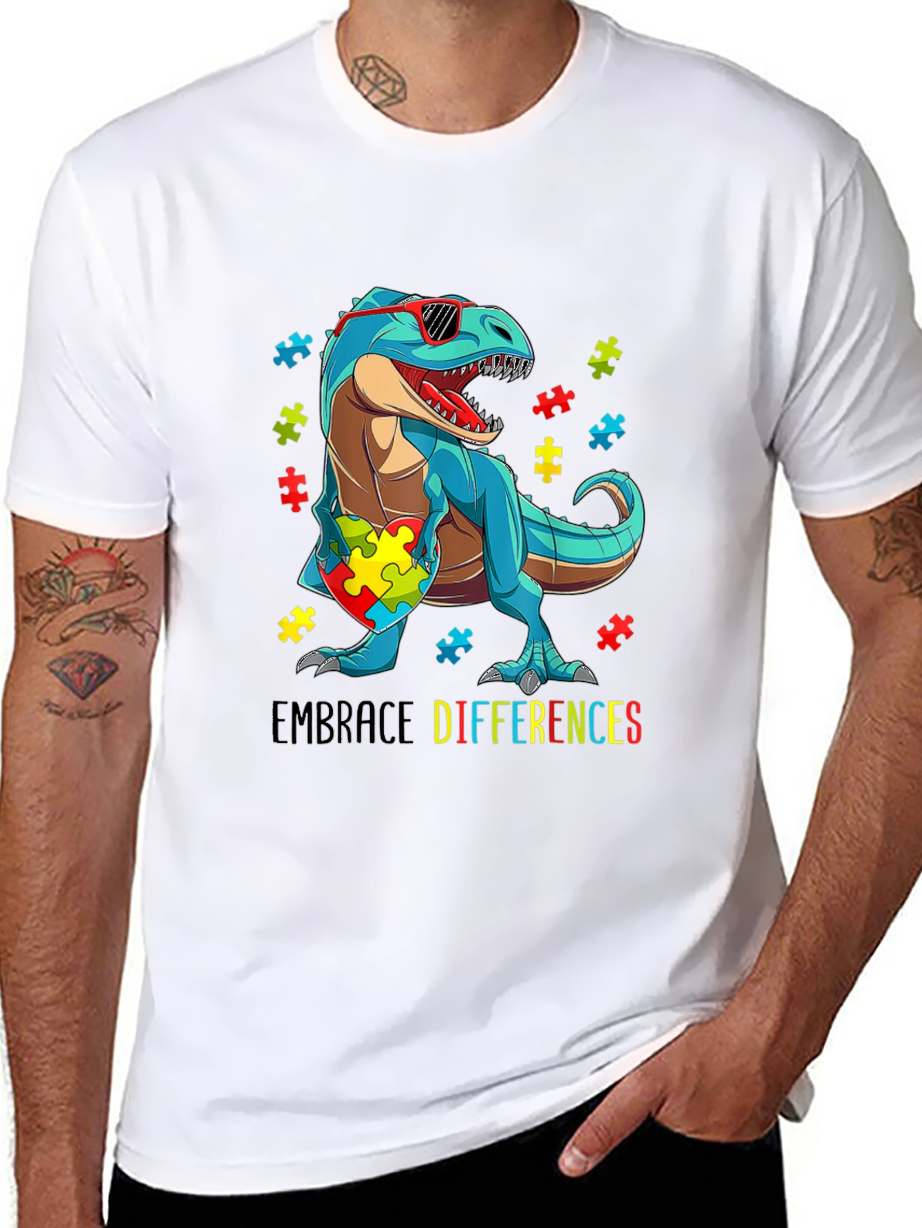 Autism Awareness Dinosaur T-Shirt Embrace Differences