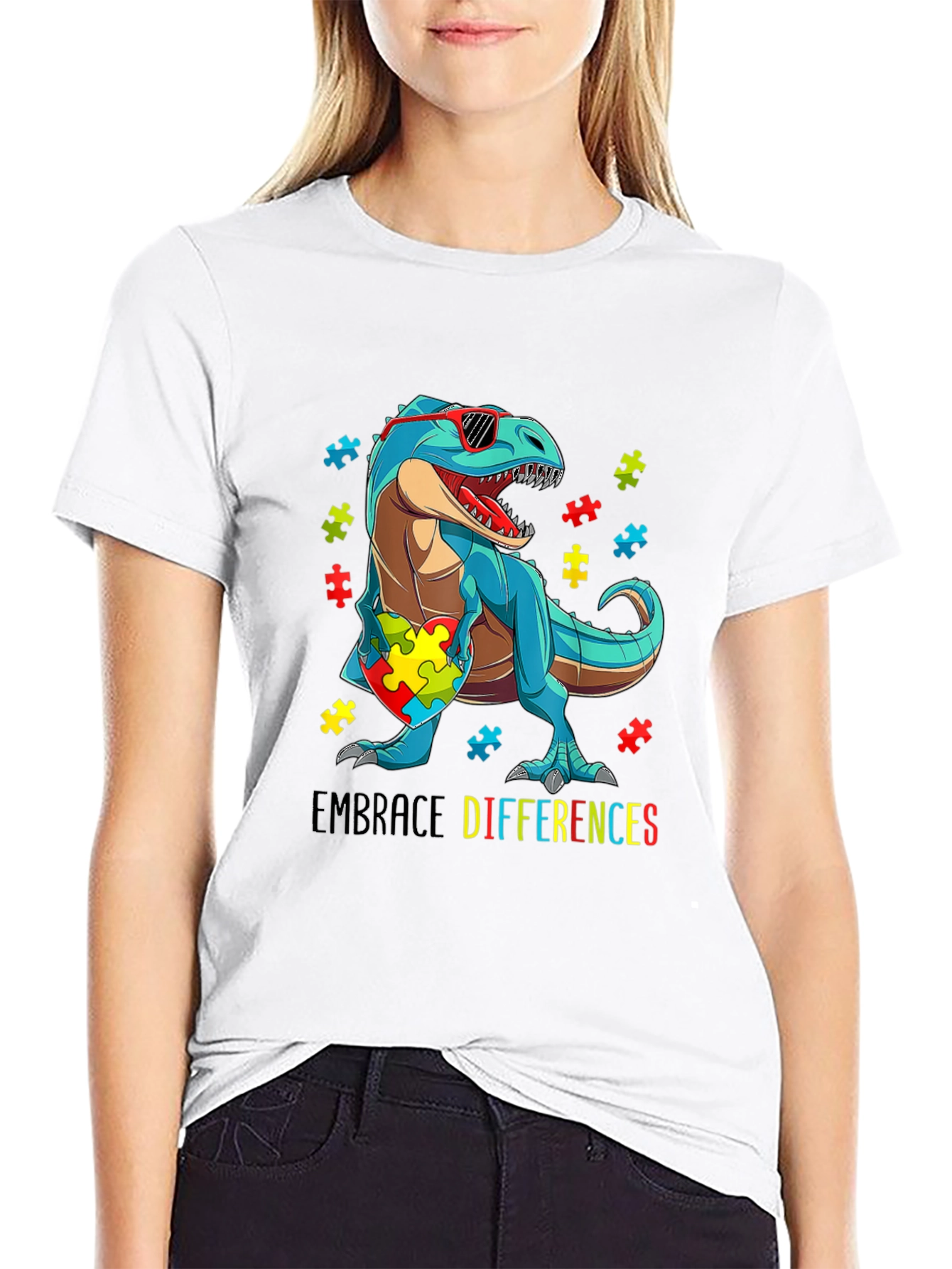 Autism Awareness Dinosaur T-Shirt Embrace Differences