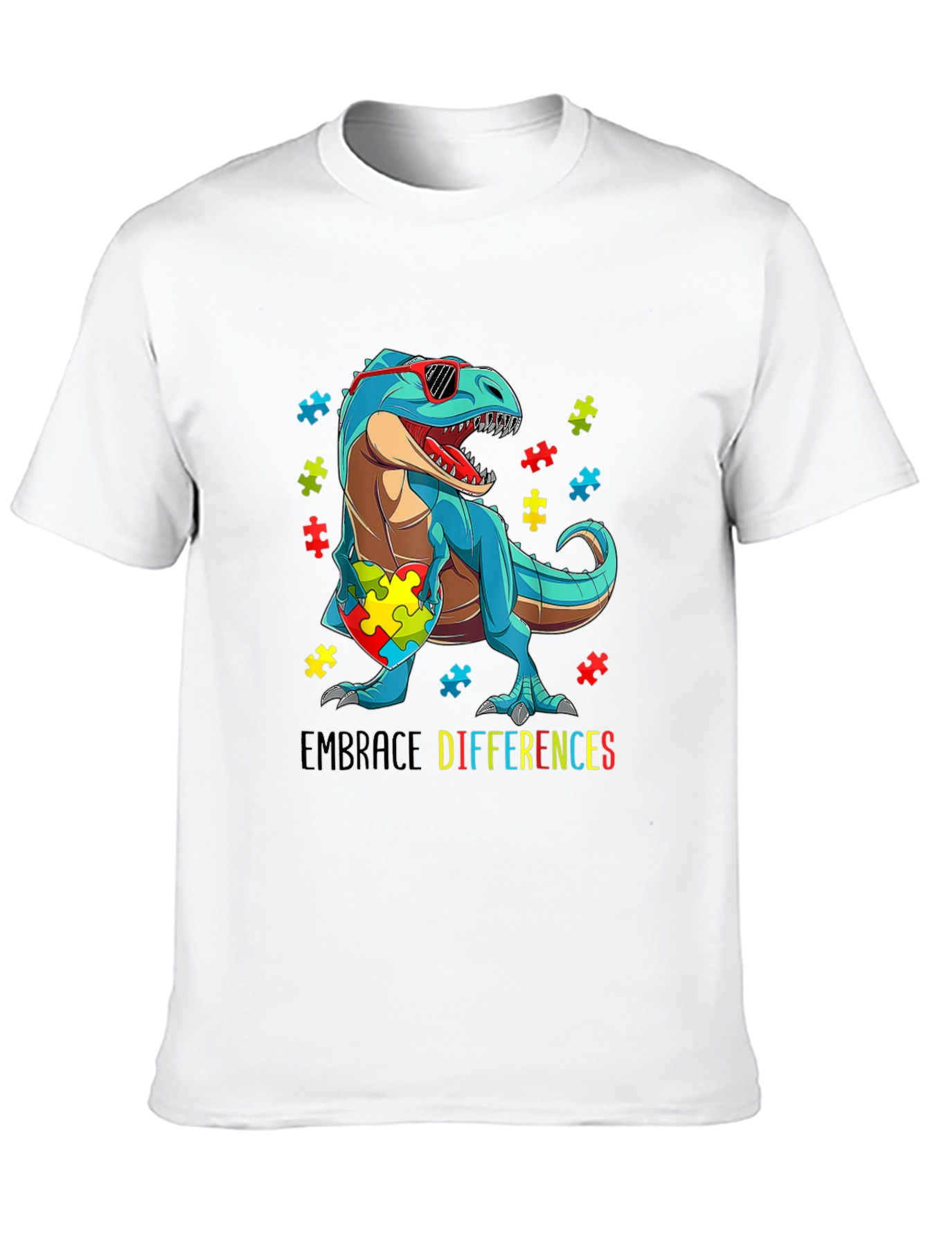 Autism Awareness Dinosaur T-Shirt Embrace Differences
