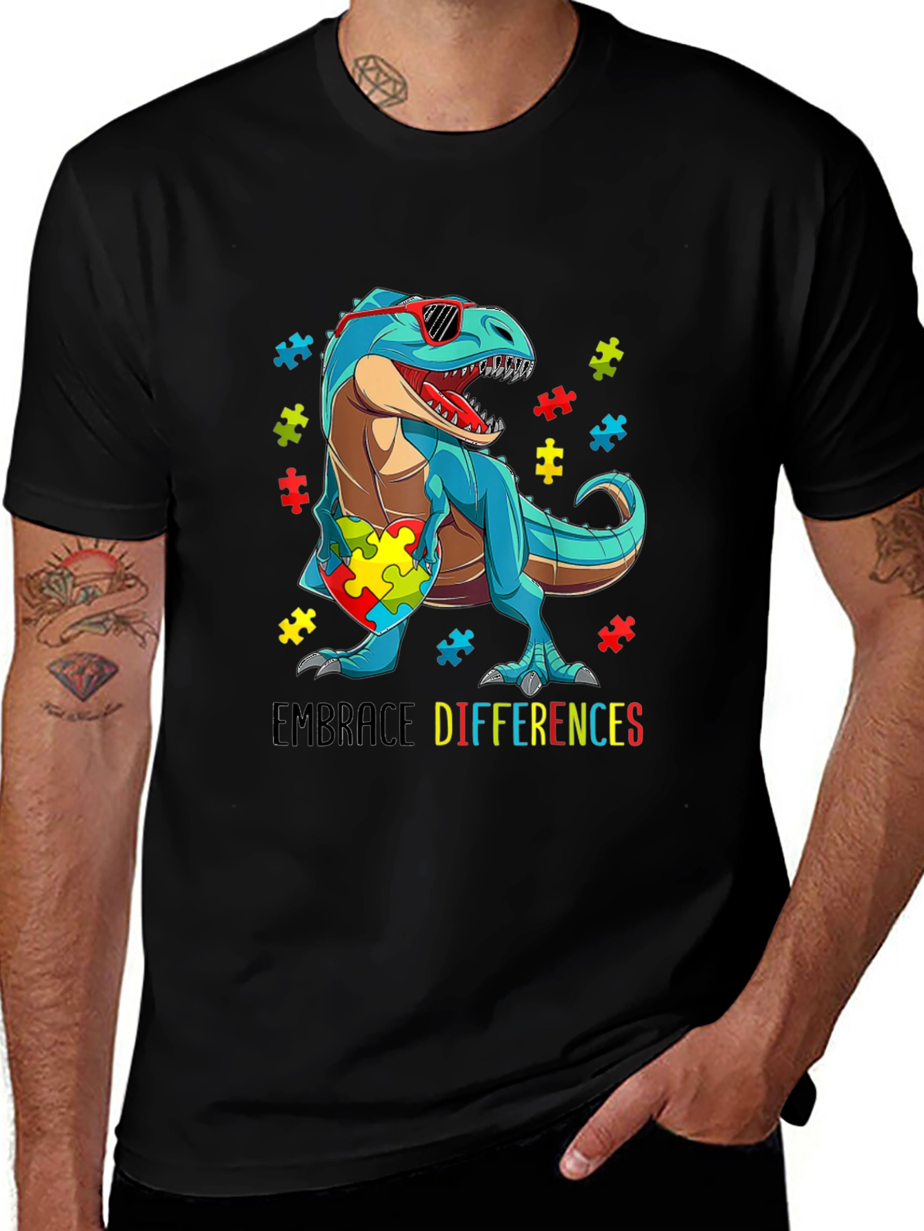 Autism Awareness Dinosaur T-Shirt Embrace Differences