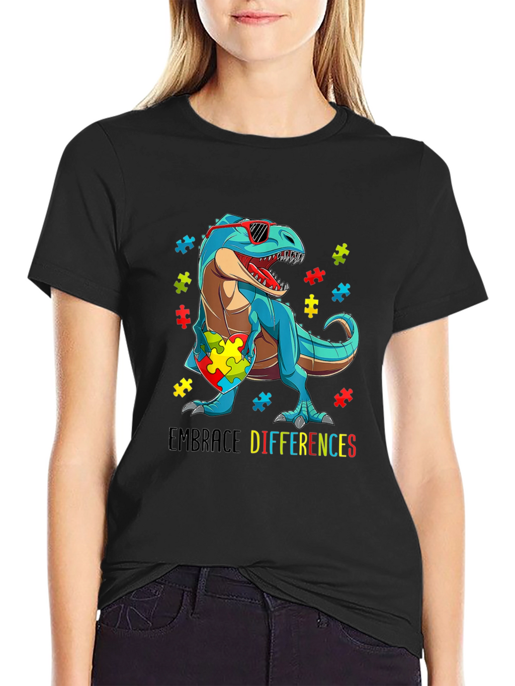 Autism Awareness Dinosaur T-Shirt Embrace Differences