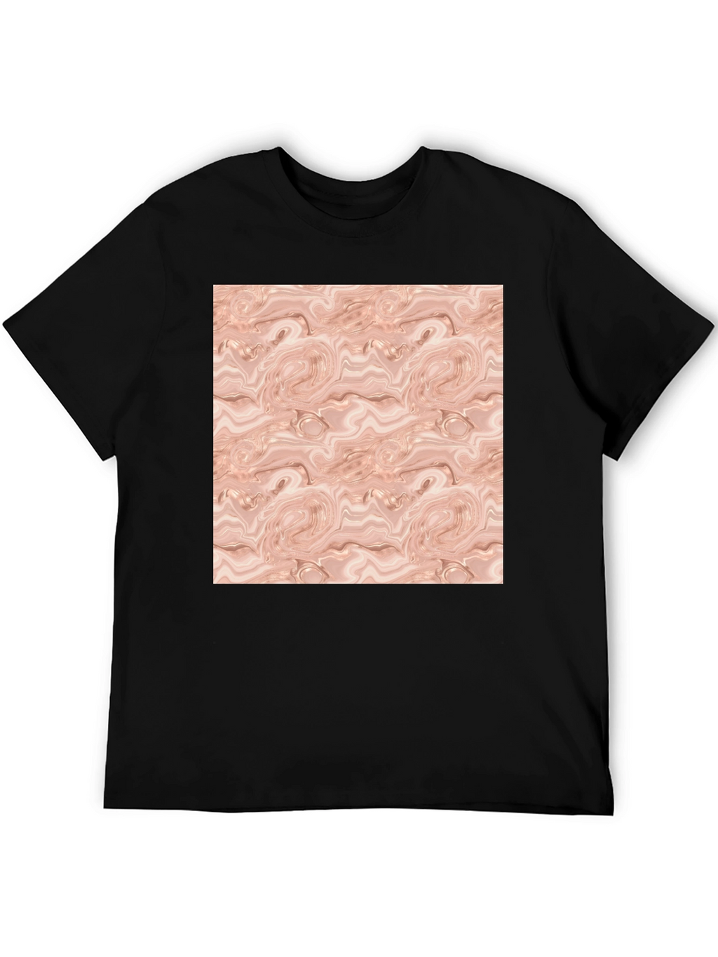 Abstract Swirl Pattern Black T-Shirt