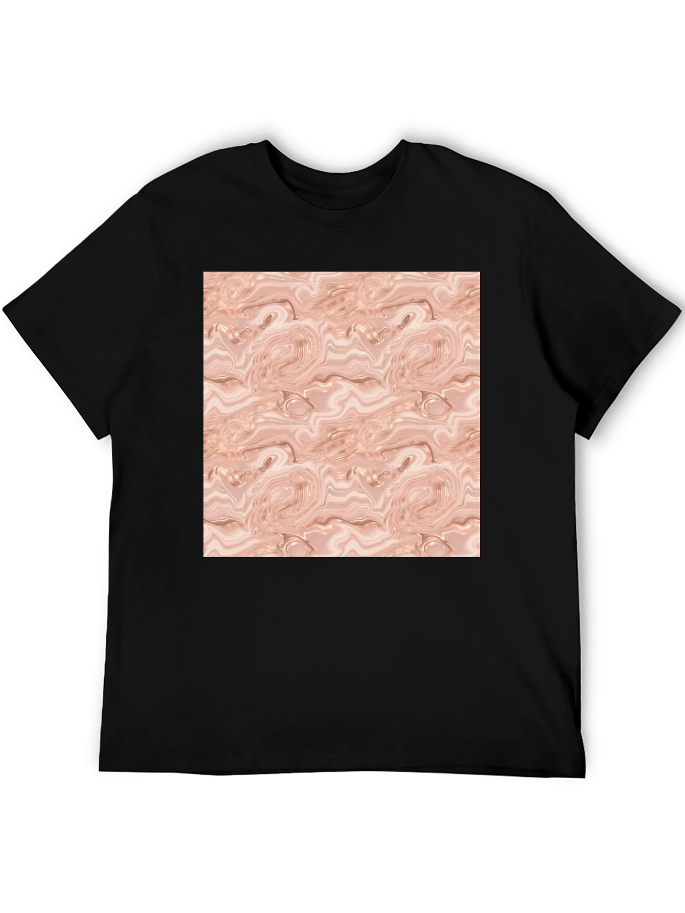 Abstract Swirl Pattern Black T-Shirt