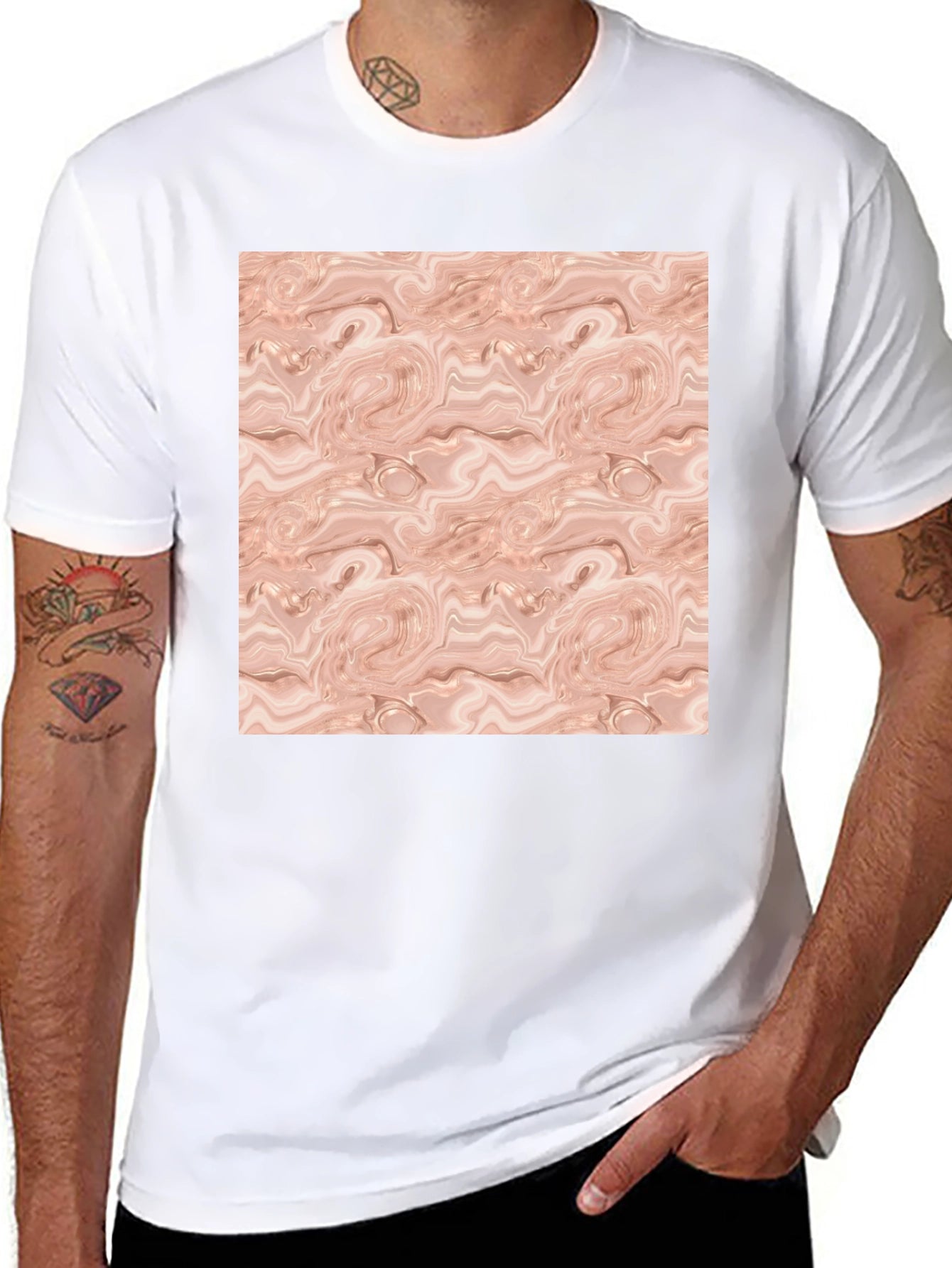 Abstract Swirl Pattern Black T-Shirt