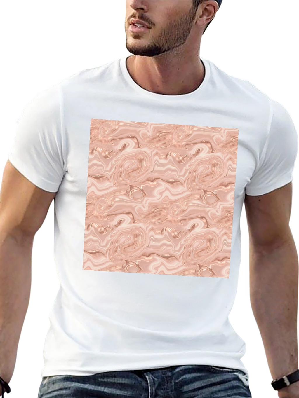 Abstract Swirl Pattern Black T-Shirt
