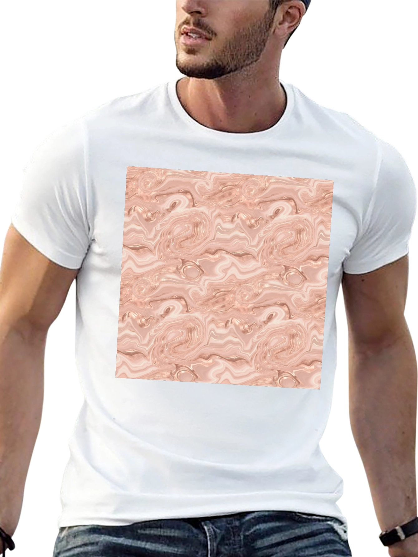 Abstract Swirl Pattern Black T-Shirt