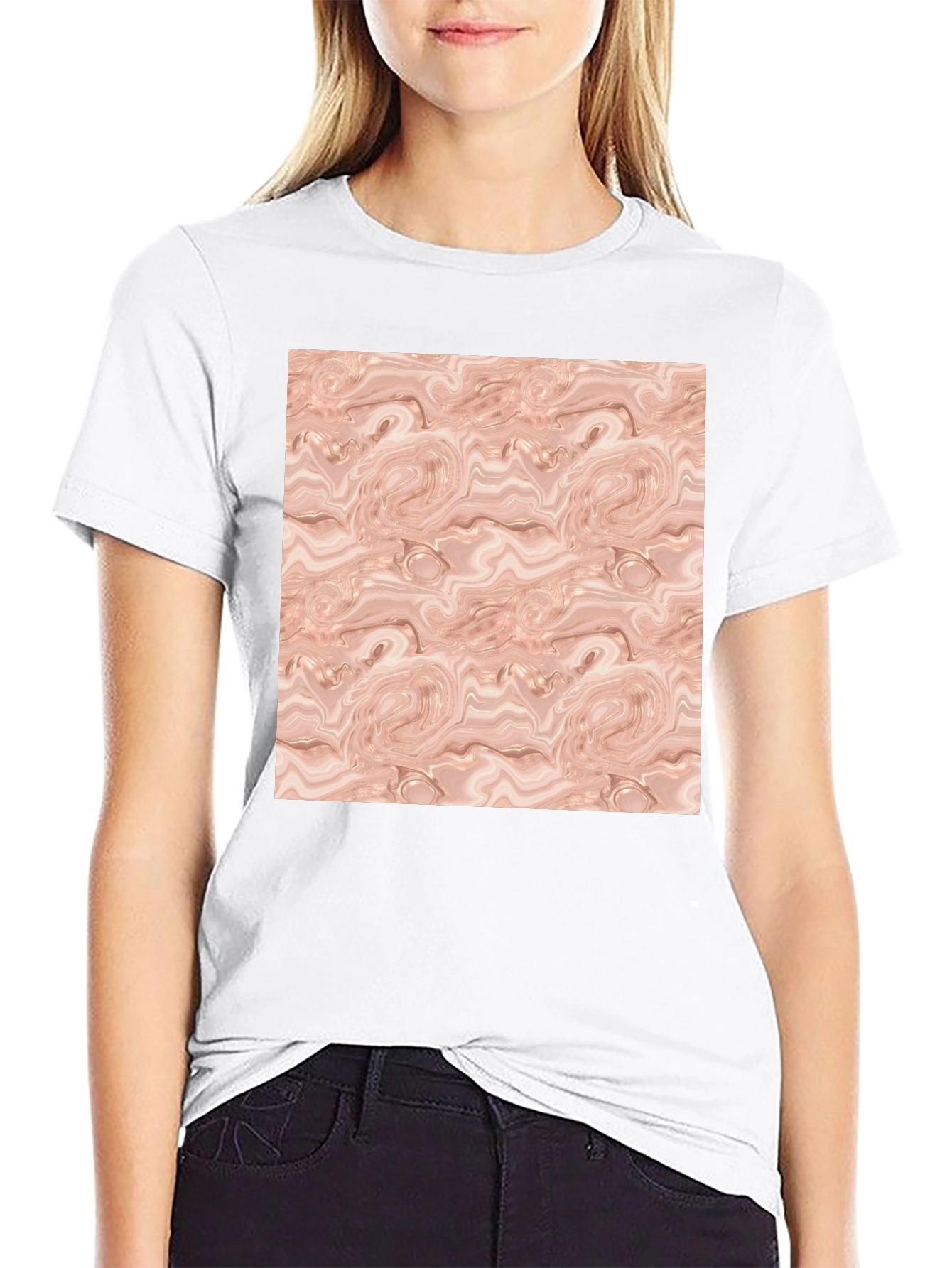 Abstract Swirl Pattern Black T-Shirt
