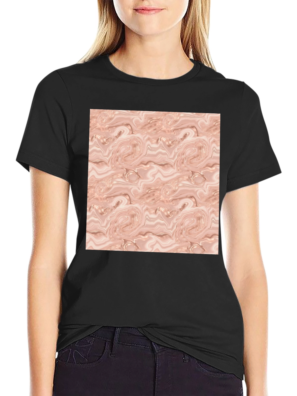 Abstract Swirl Pattern Black T-Shirt