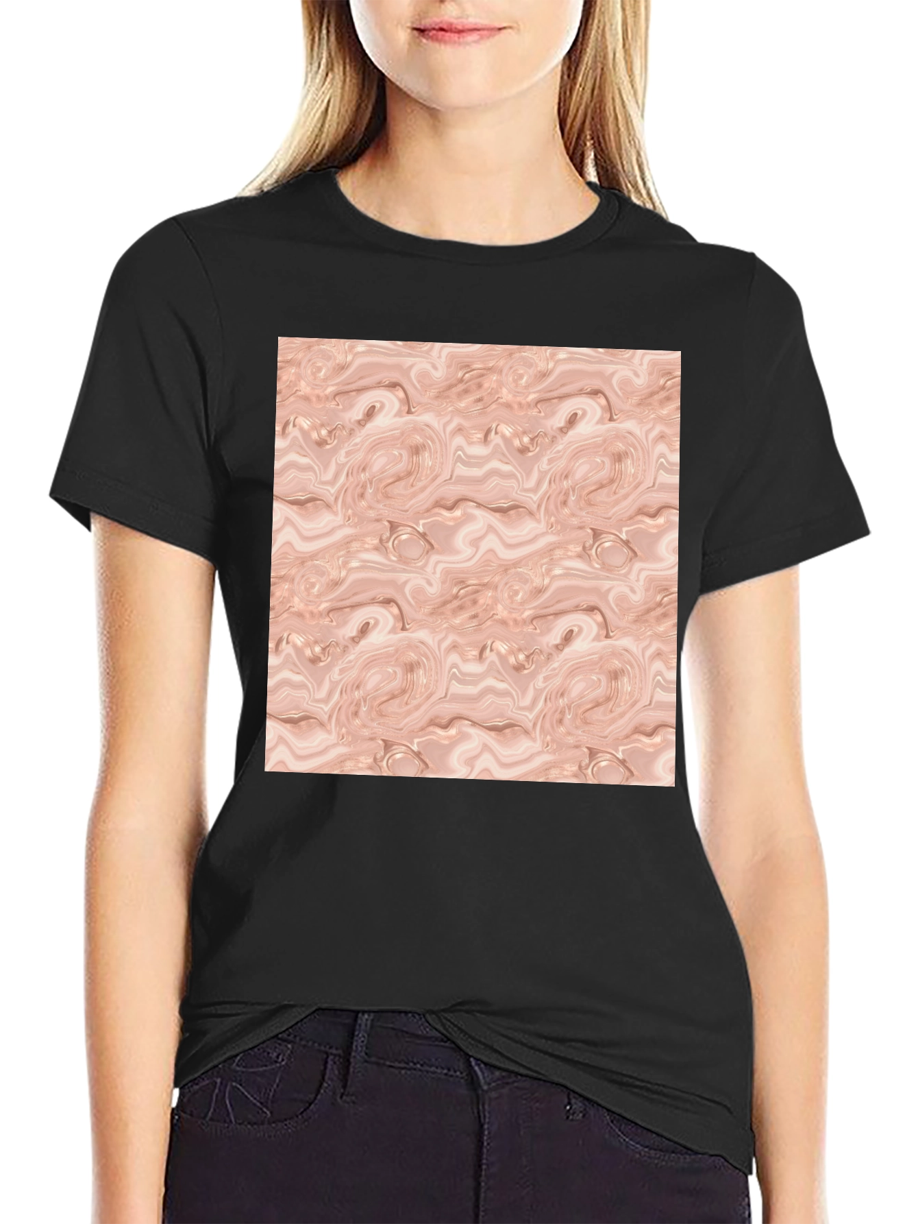Abstract Swirl Pattern Black T-Shirt