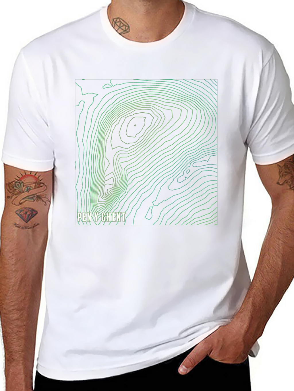 Pen Y Ghent Topographic Map T-Shirt - Black