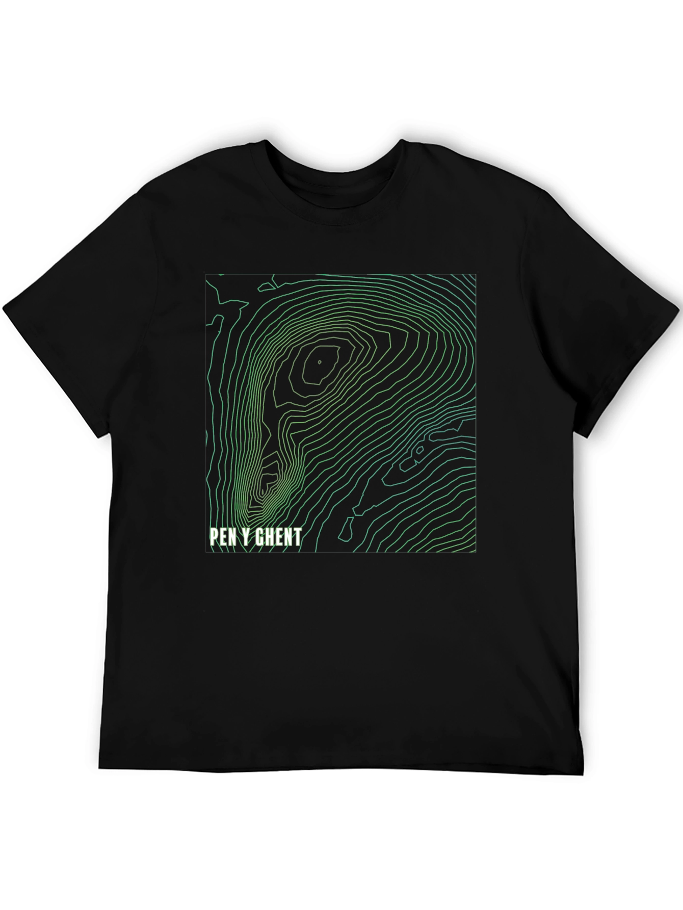 Pen Y Ghent Topographic Map T-Shirt - Black
